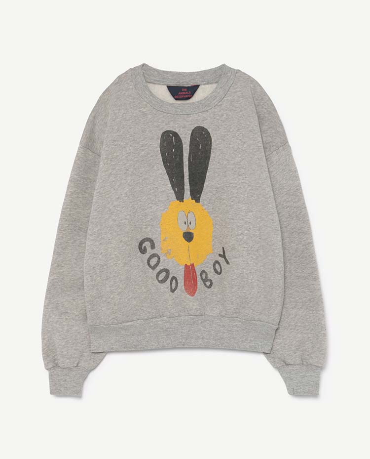 Boys & Girls Grey Dog Print Cotton Sweatshirt