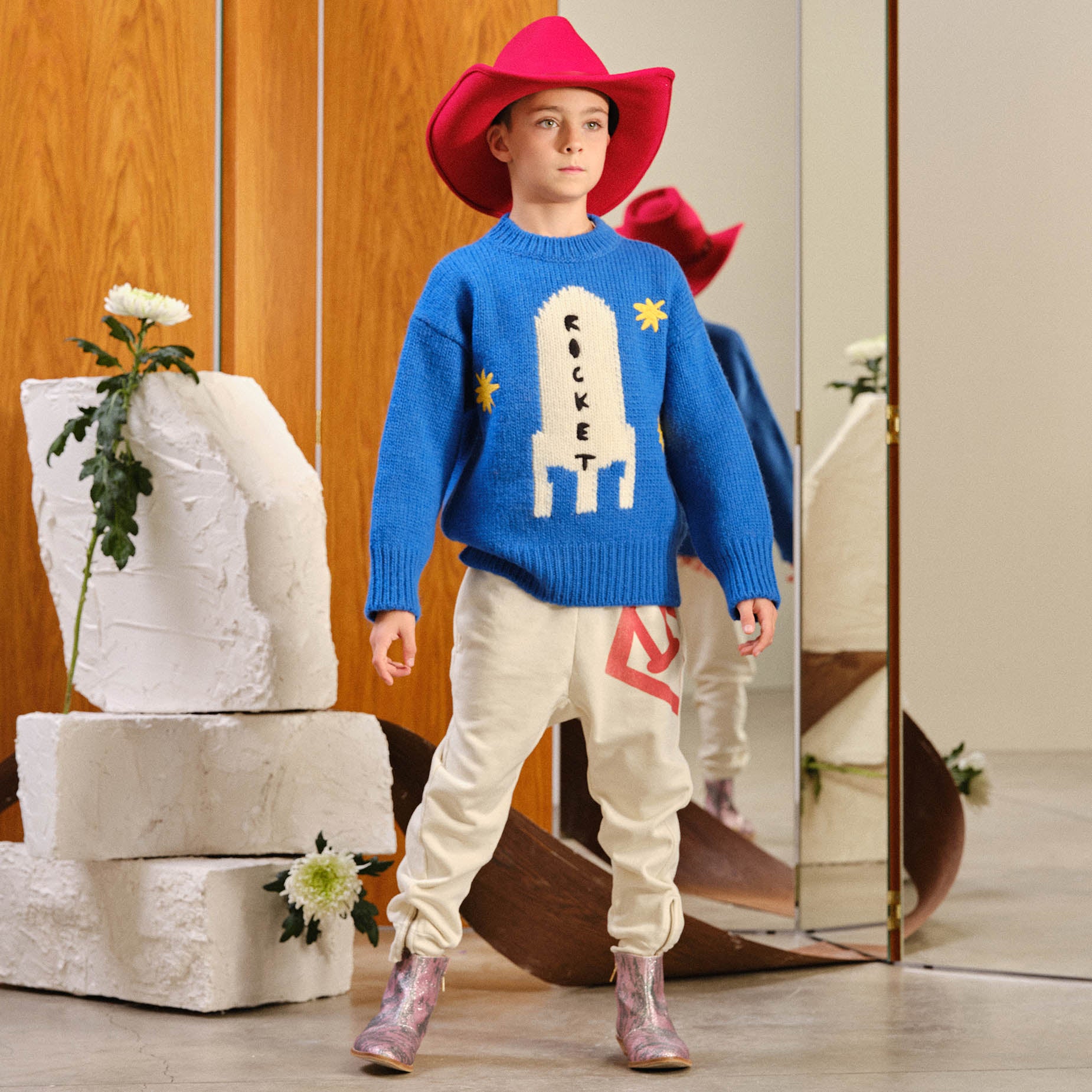 Boys & Girls White Logo Cotton Trousers