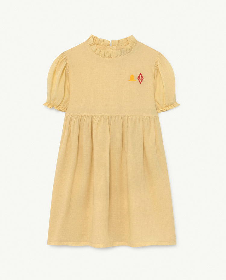 Girls Yellow Logo Cotton Dress