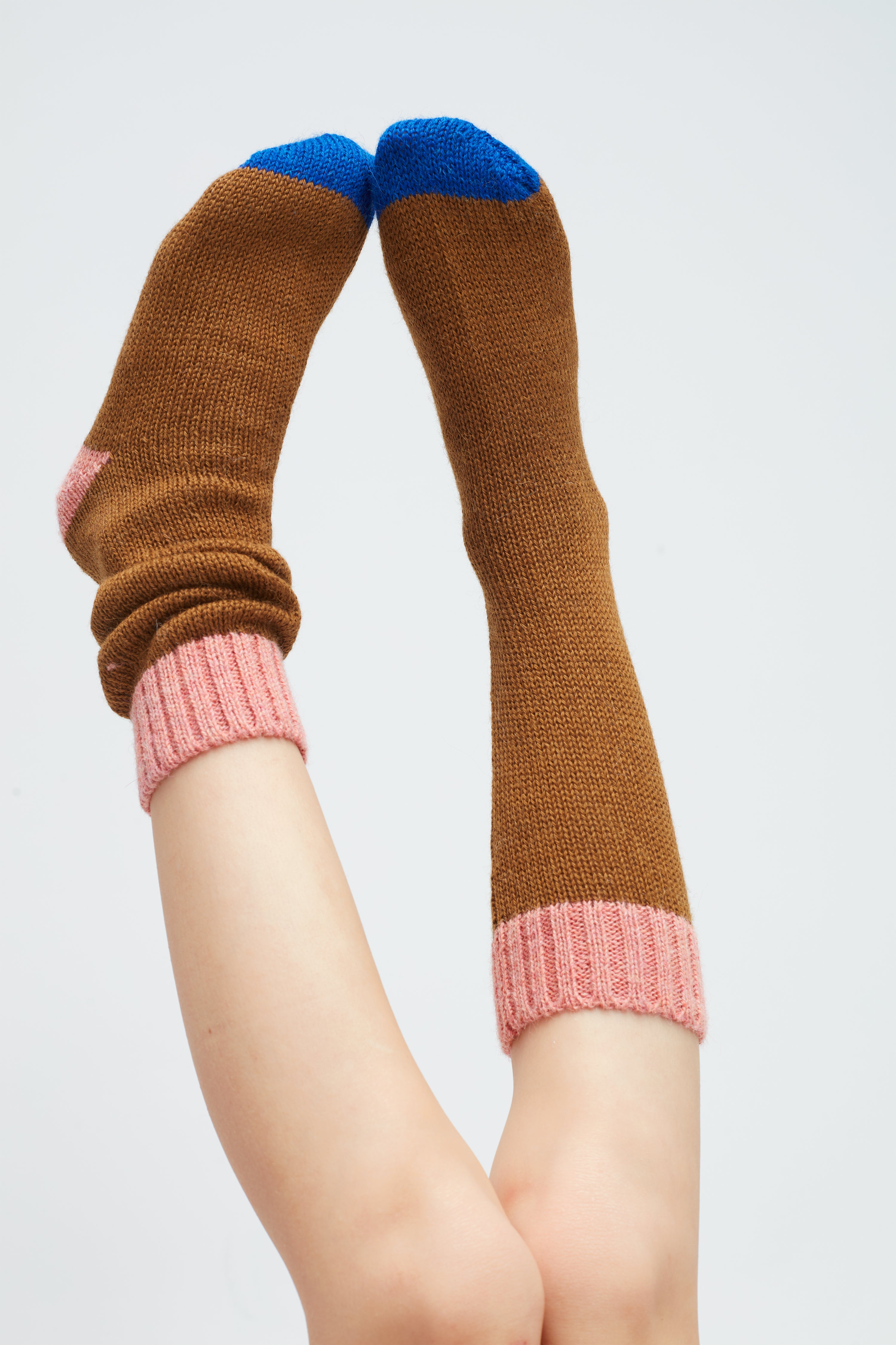 Girls Olive Alpaca Long Socks