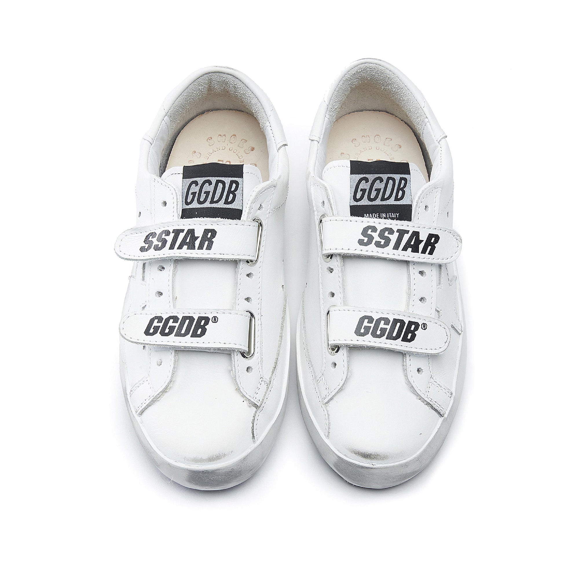 Boys & Girls White Star Leather Shoes