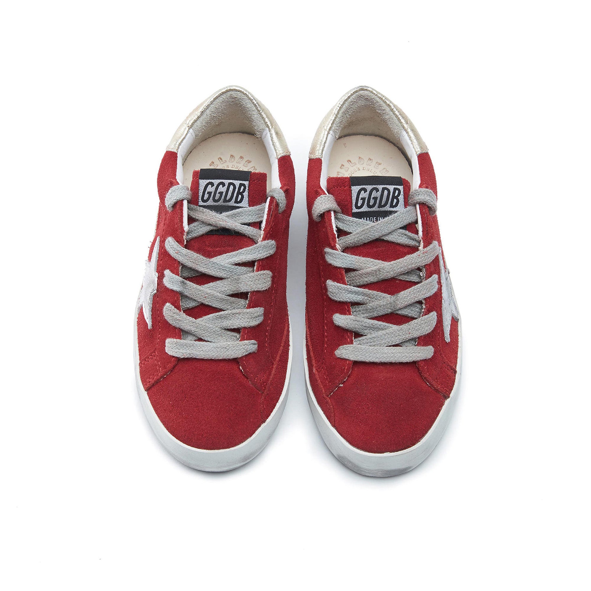 Boys & Girls Red & Silver Star Leather Shoes