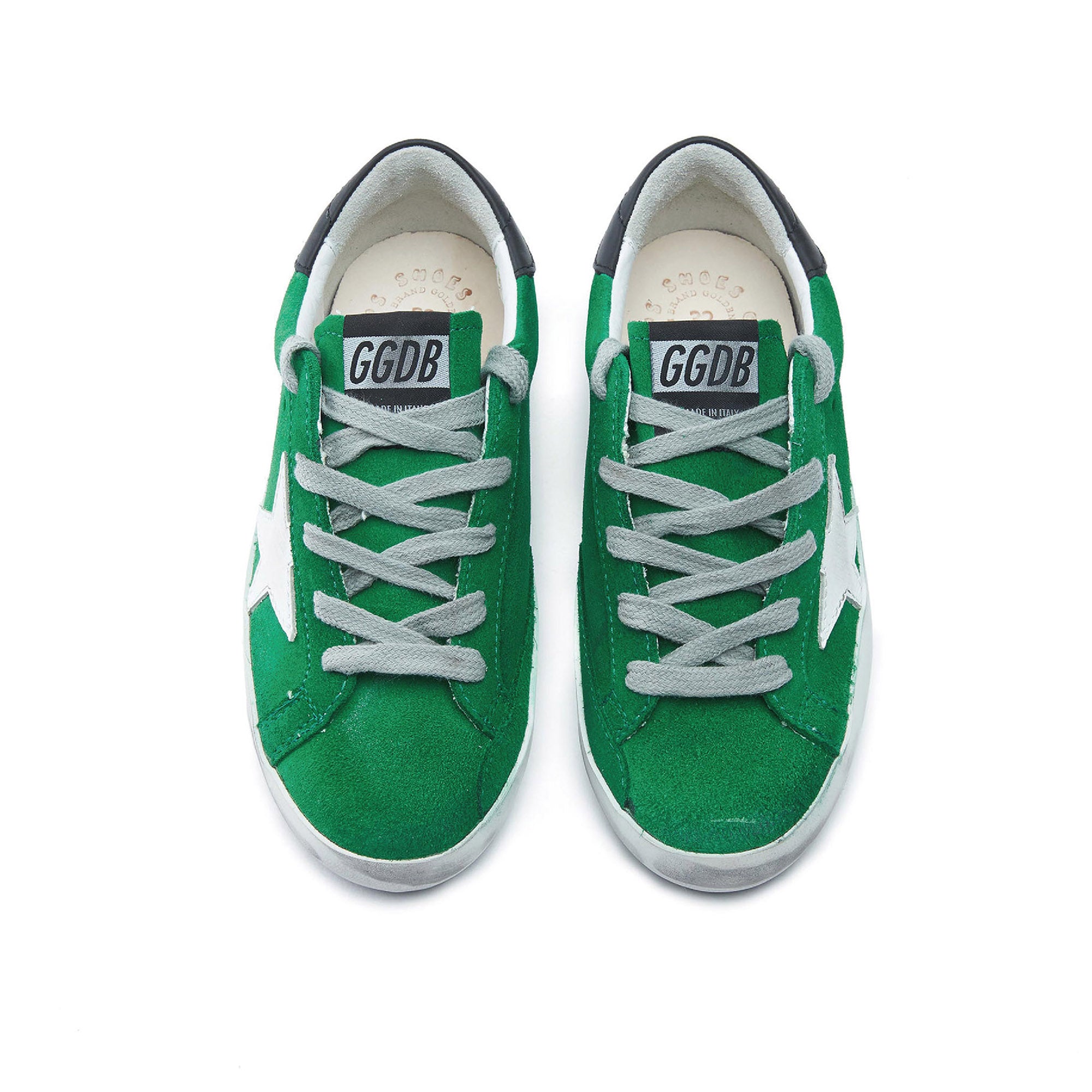 Boys & Girls Green & White Star Leather Shoes