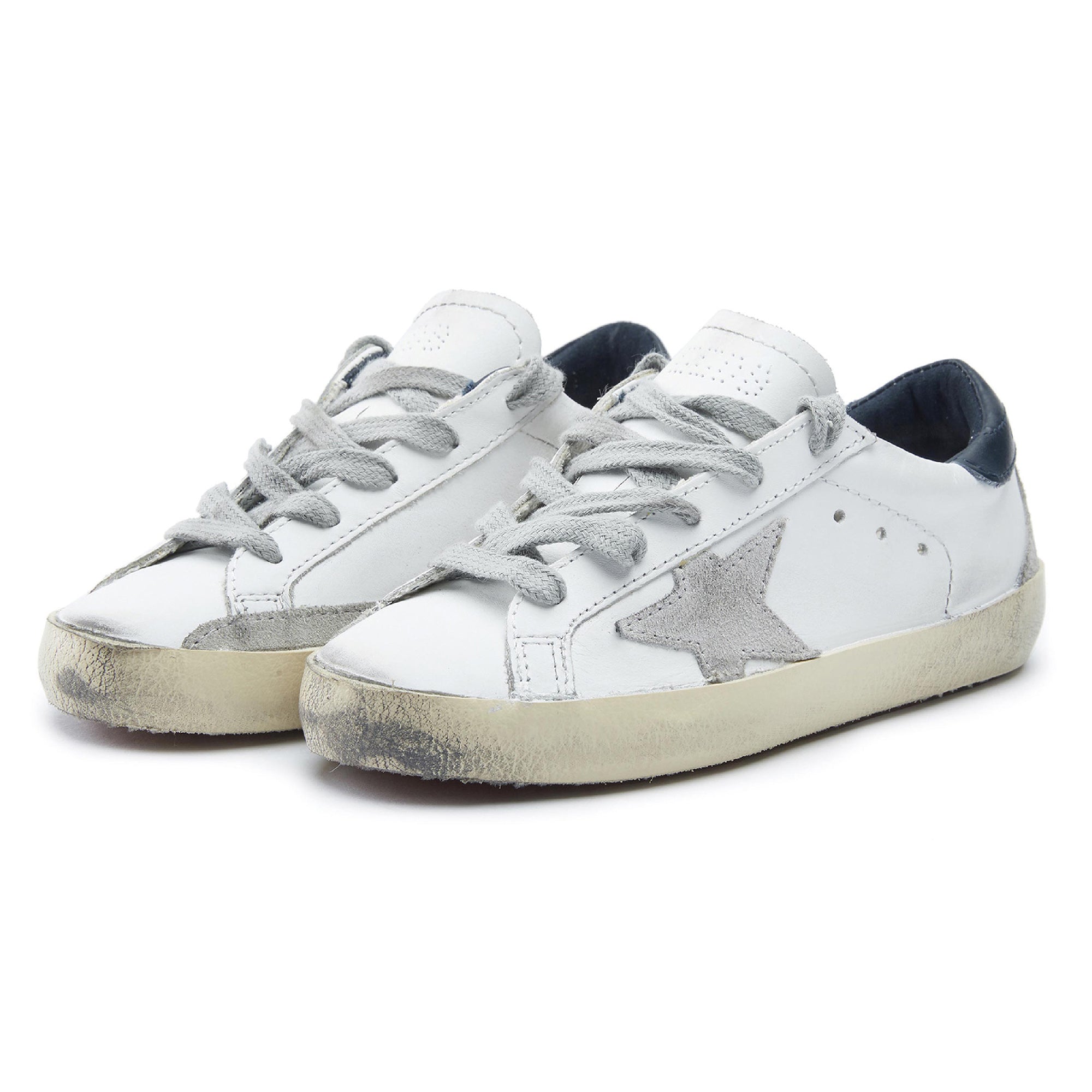 Boys & Girls White Star Leather Shoes