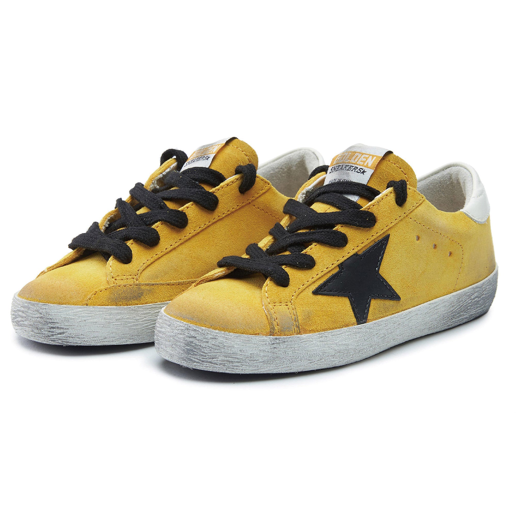 Baby Boys & Girls Yellow & Black Star Leather Shoes