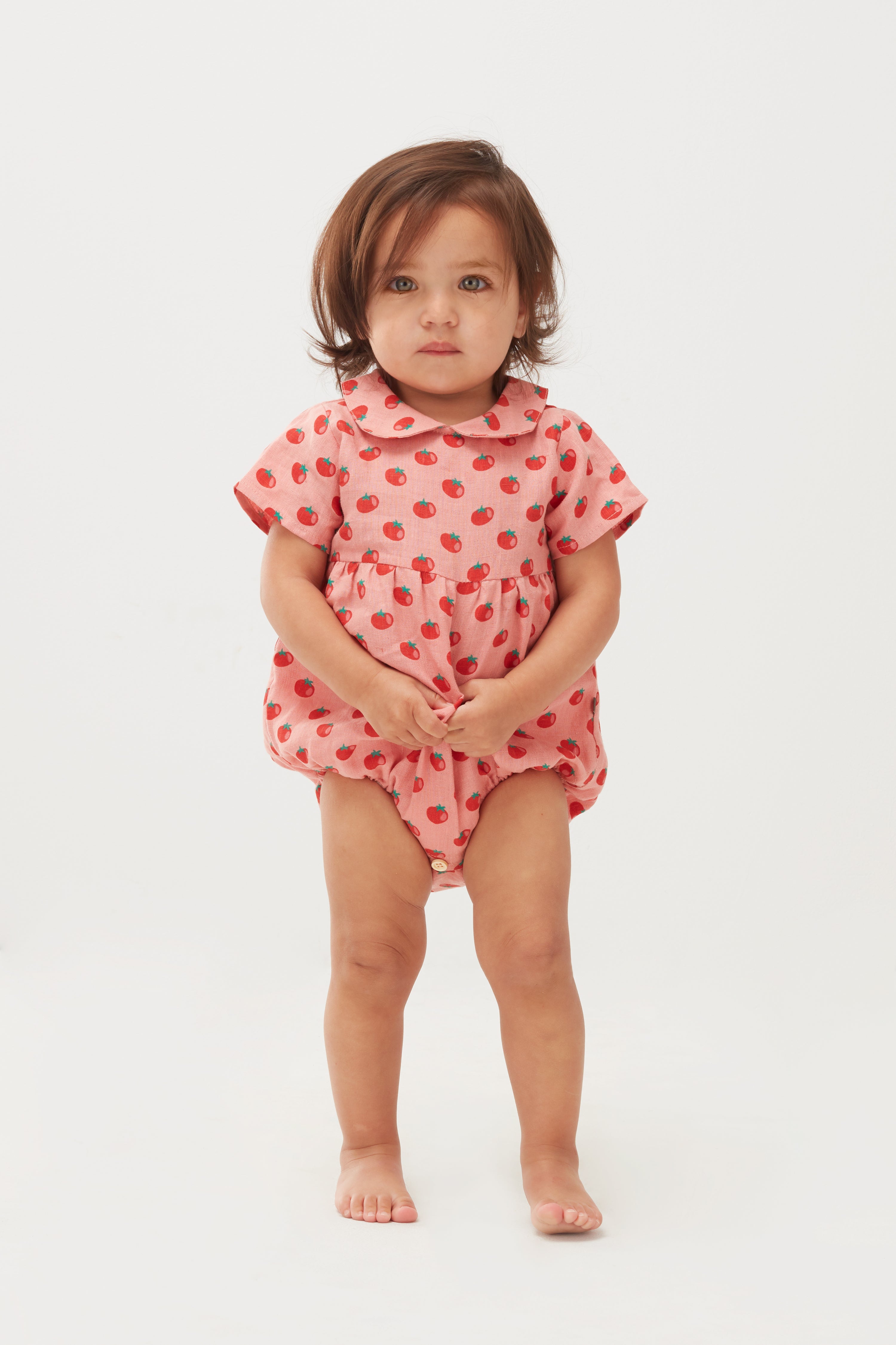 Baby Girls Pink Tomato Print Romper