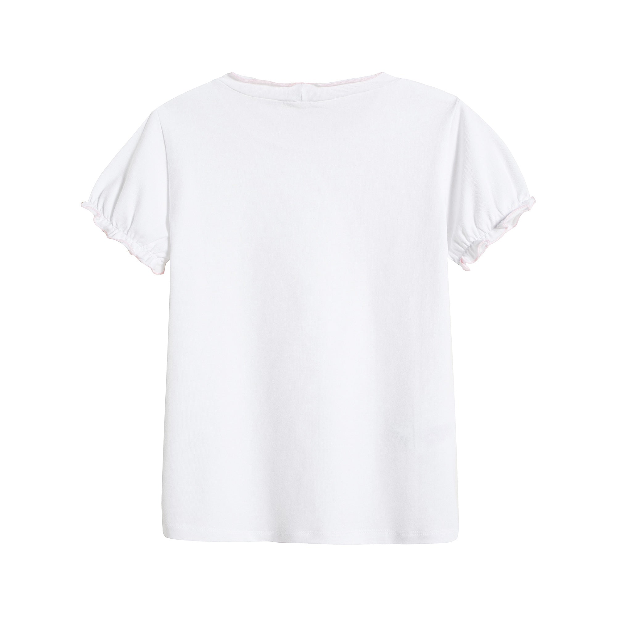 Girls White Cotton T-Shirt