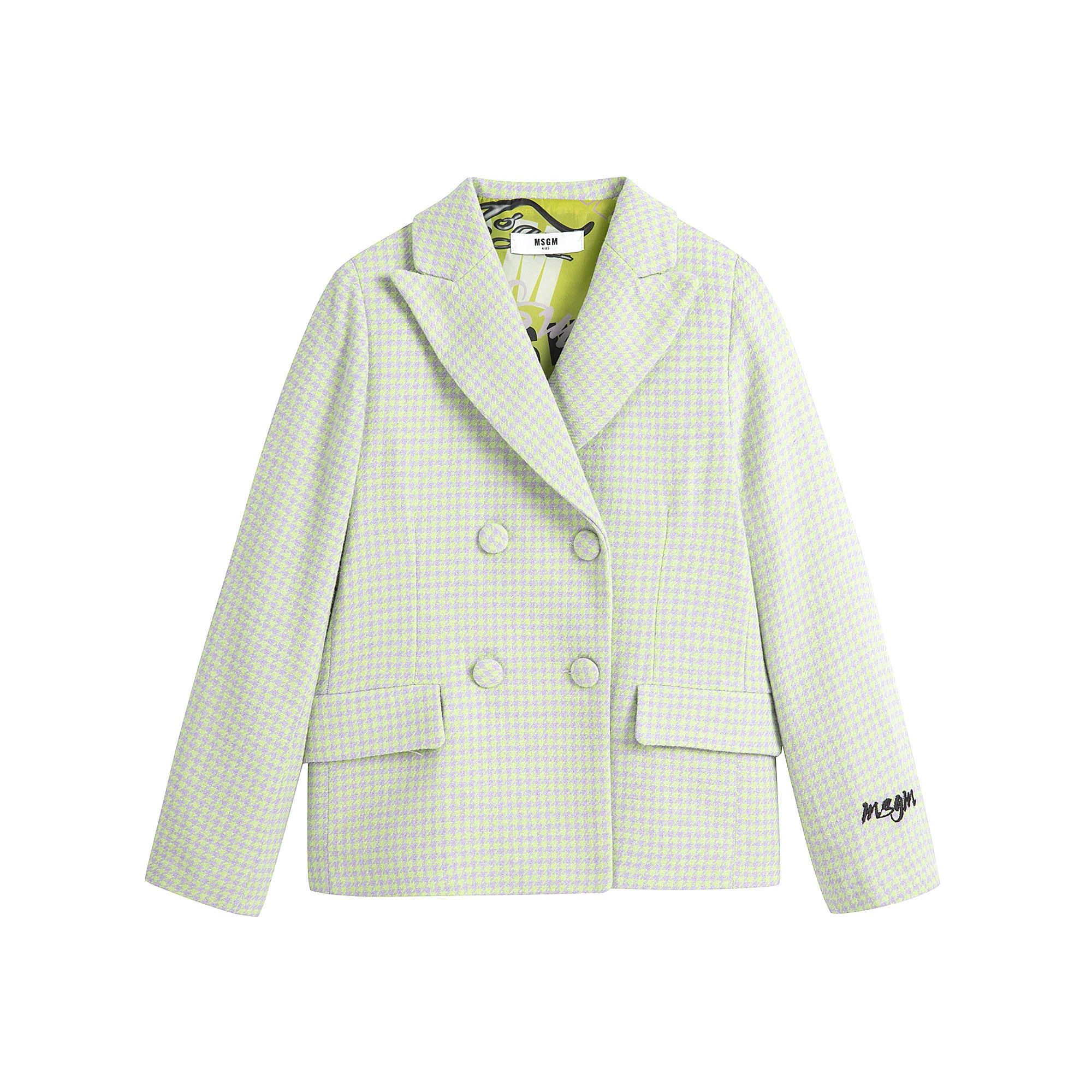 Girls Green Check Suit Coat