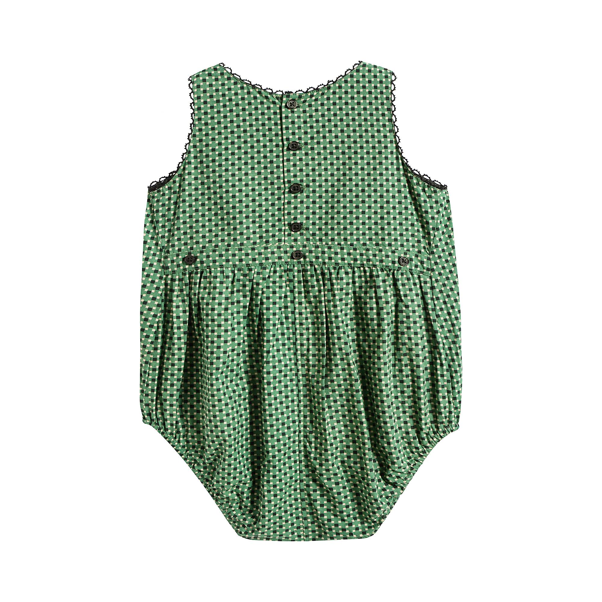 Baby Girls Green Dots Cotton Babysuit