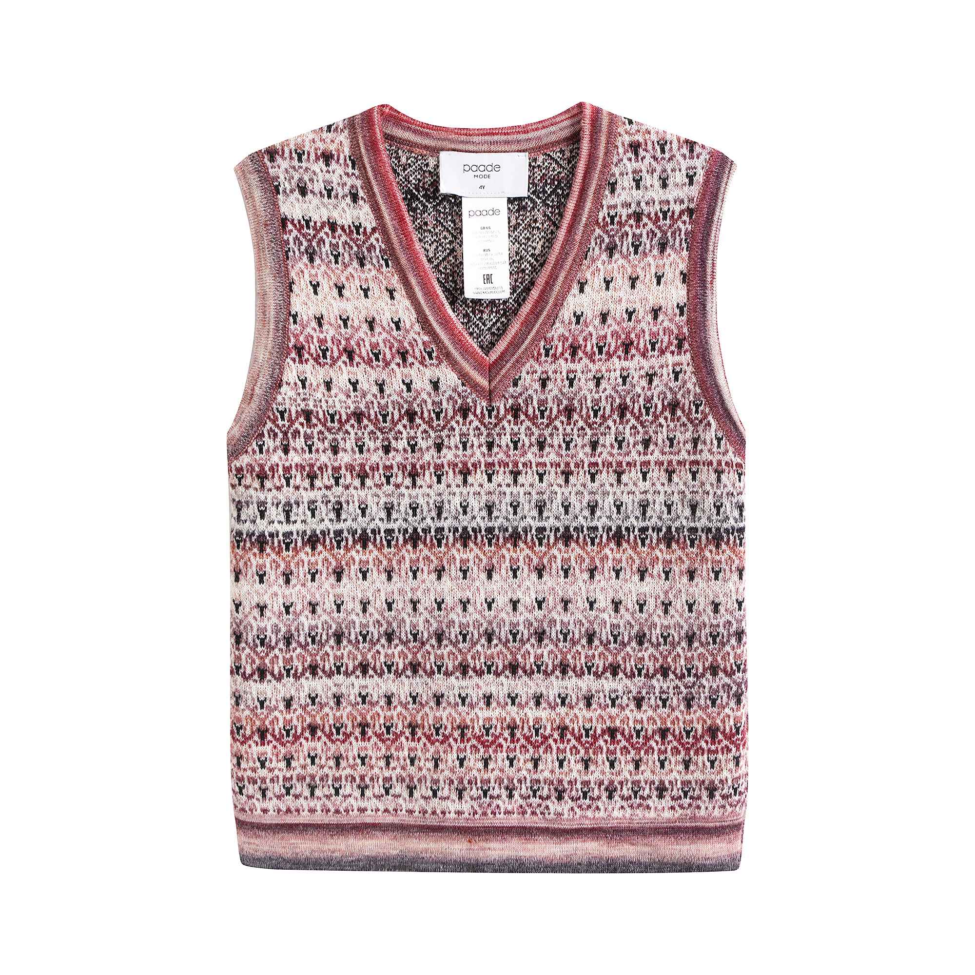 Girls Pink Pattern Wool Vest