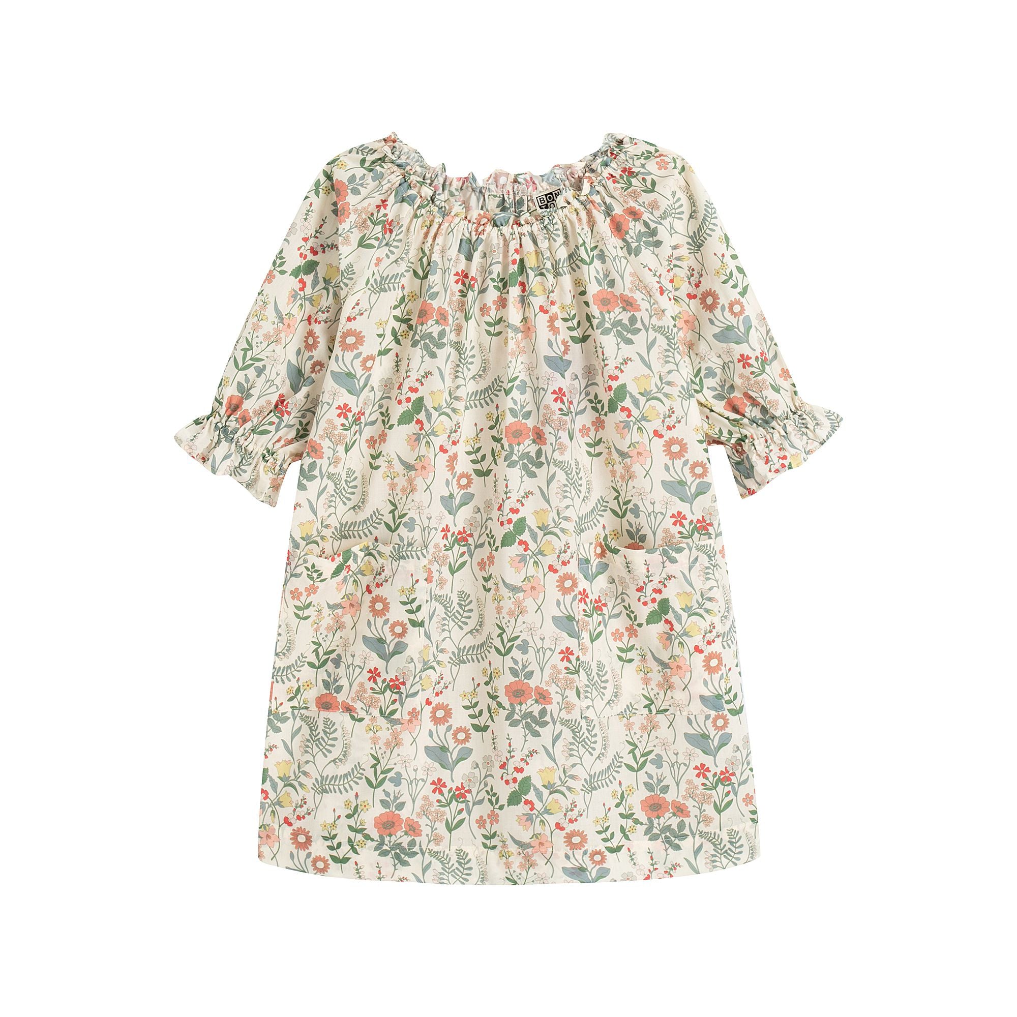 Girls Multicolor Floral Cotton Dress