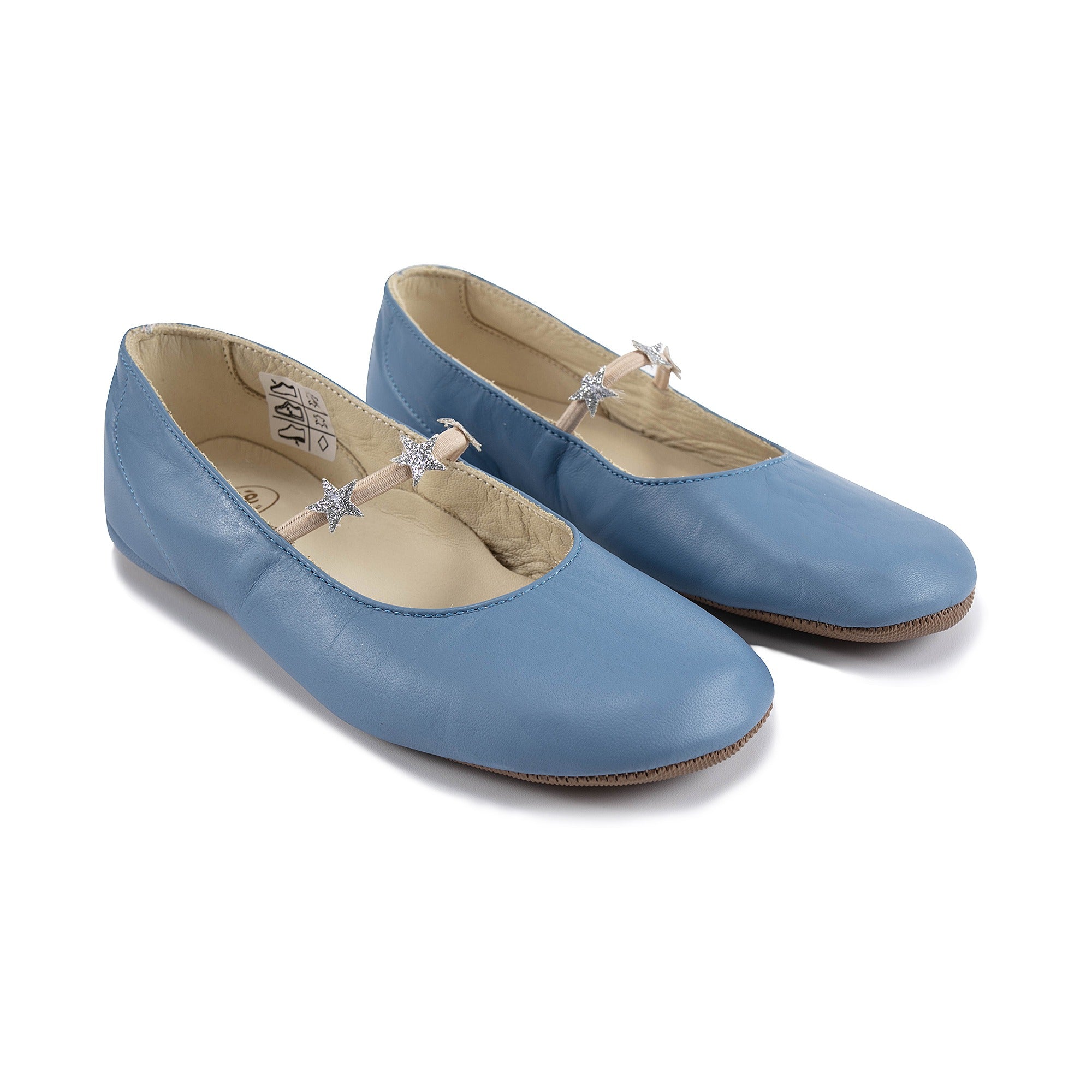 Girls Blue Stars Leather Shoes