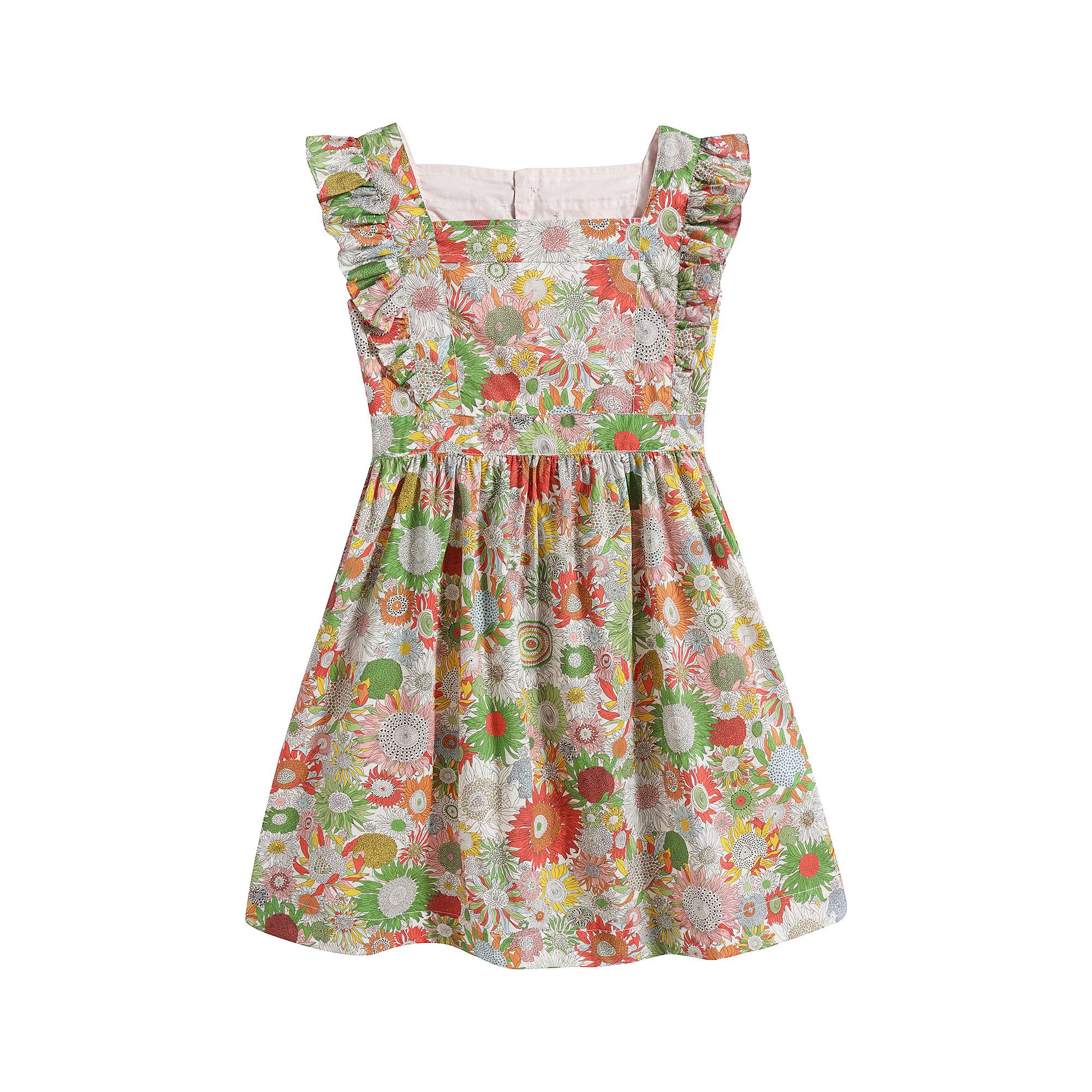 Girls Green Flower Cotton Dress