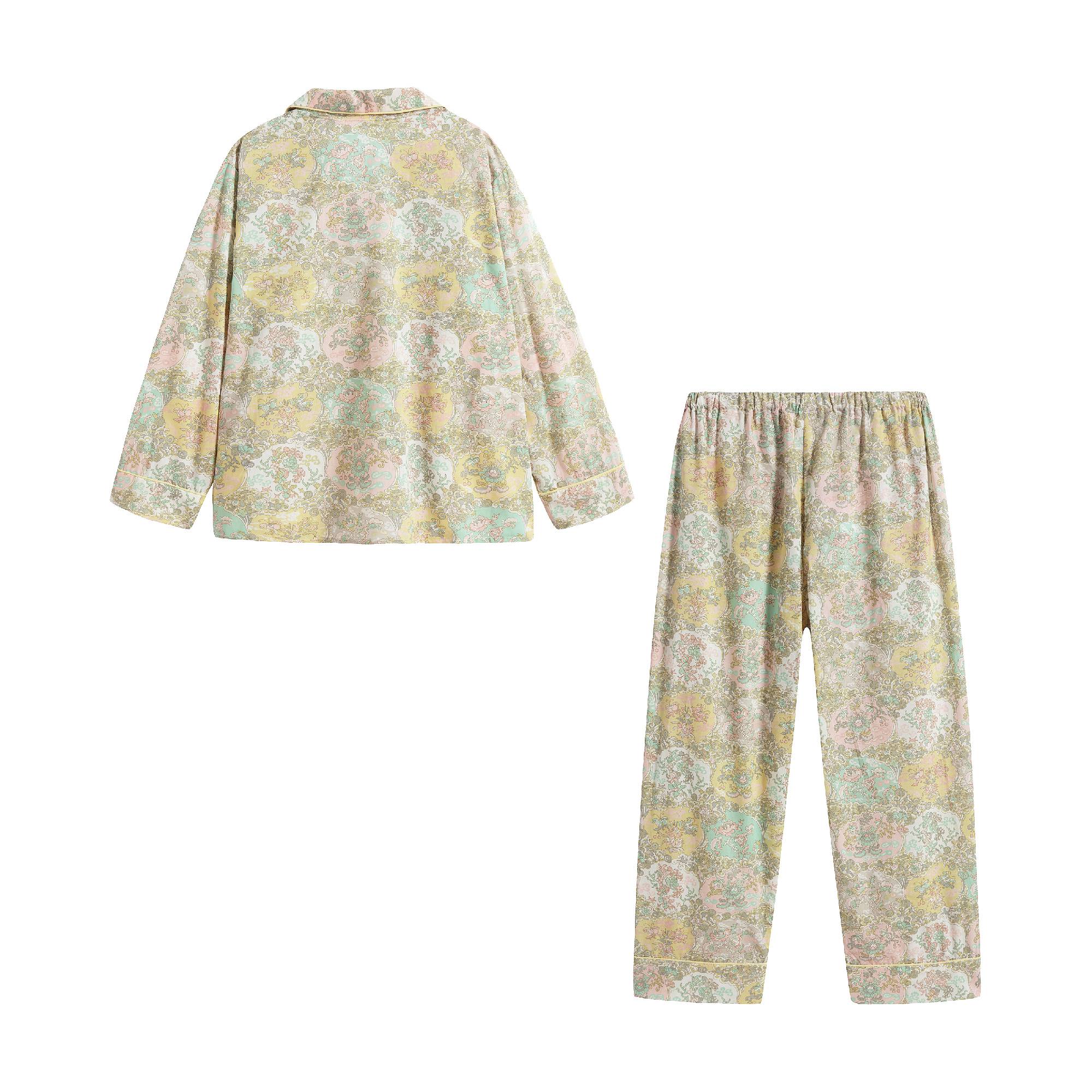 Girls Yellow Floral Cotton Nightwear Set