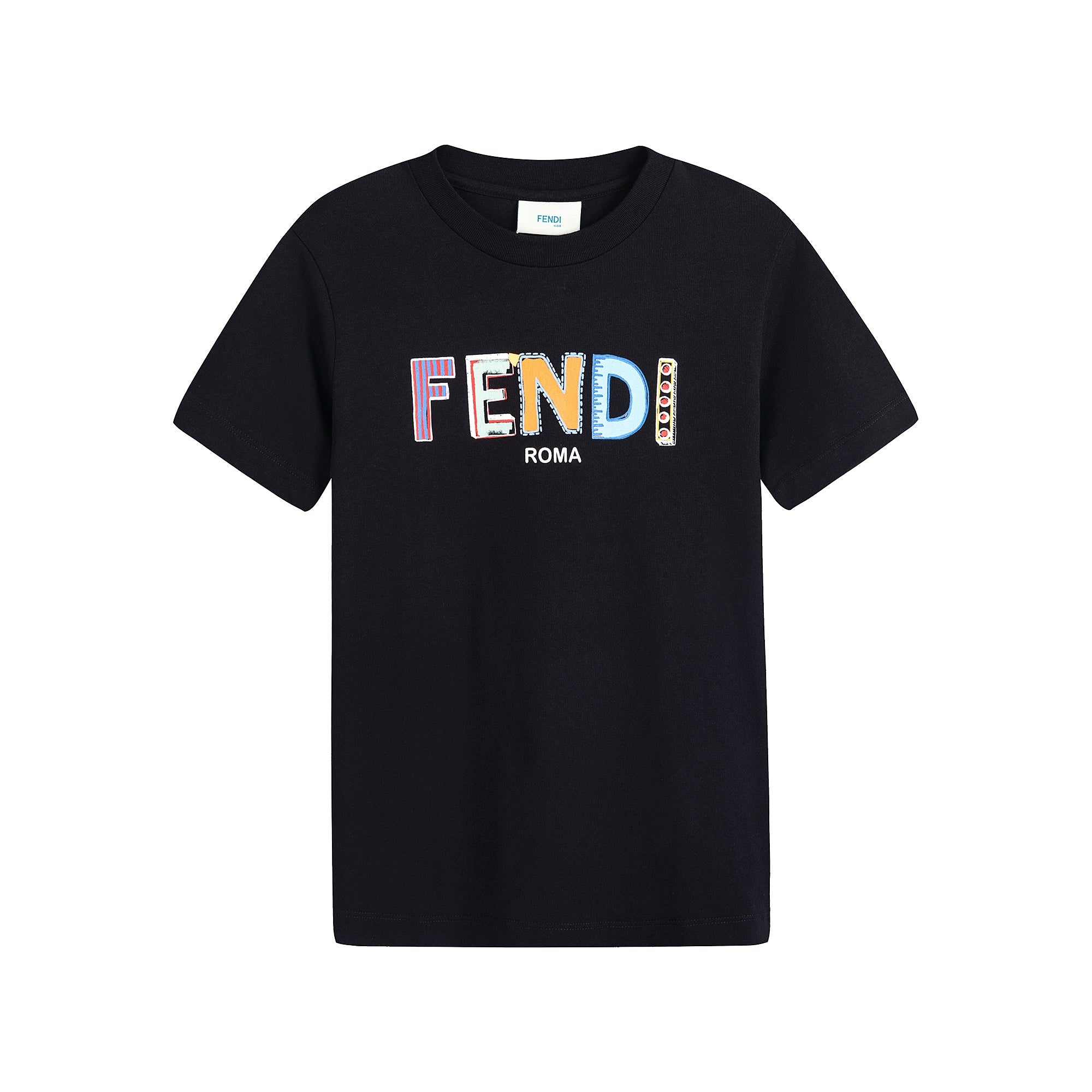 Boys & Girls Black Logo Cotton T-Shirt