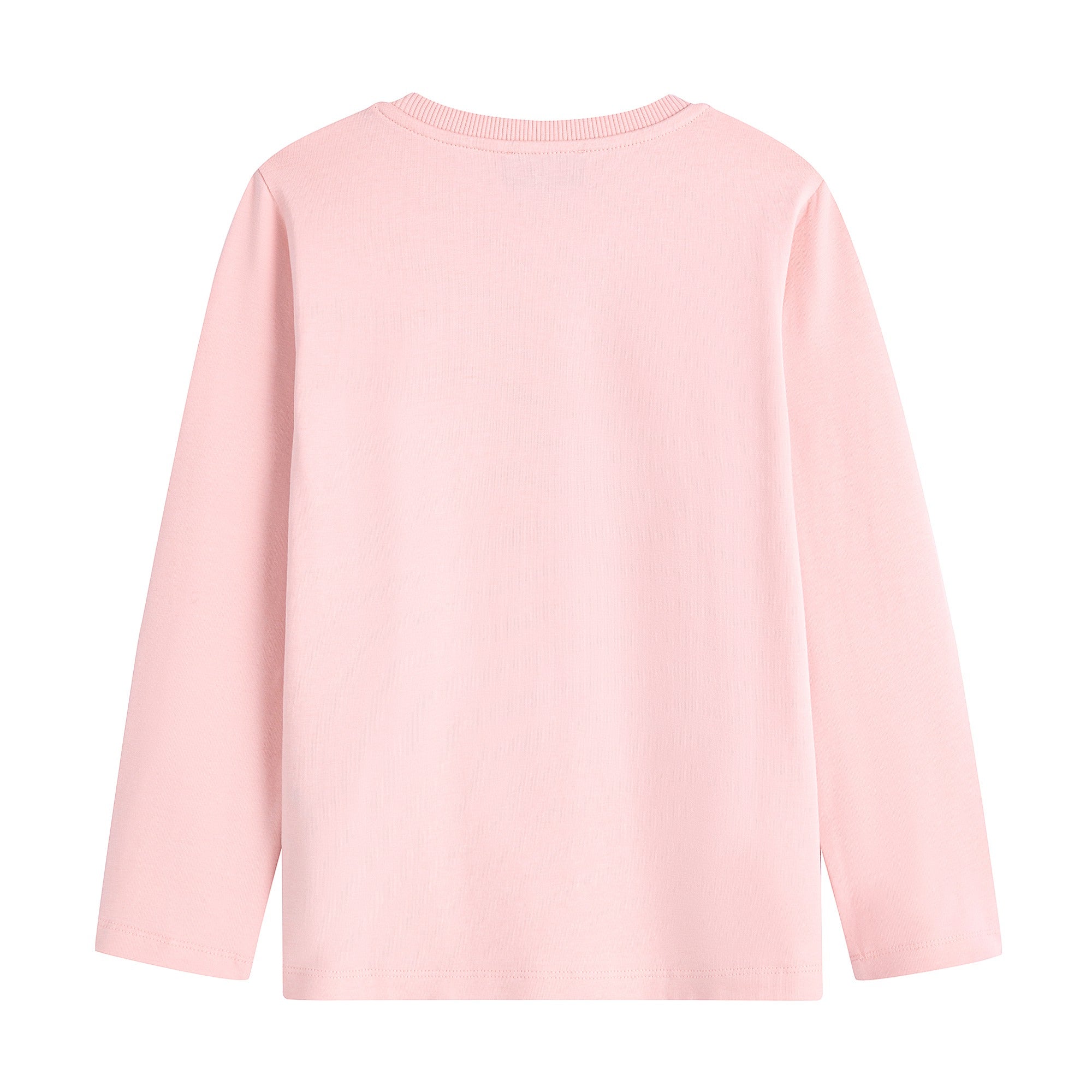 Girls Pink Printed Cotton T-Shirt