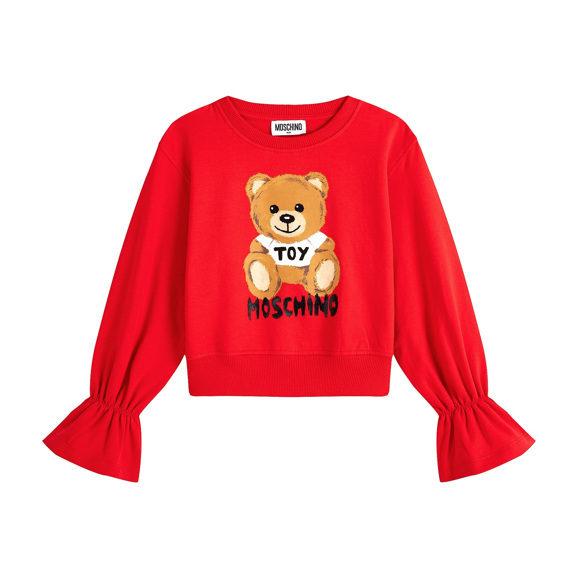 Girls Red Printed Cotton Sweatshirt