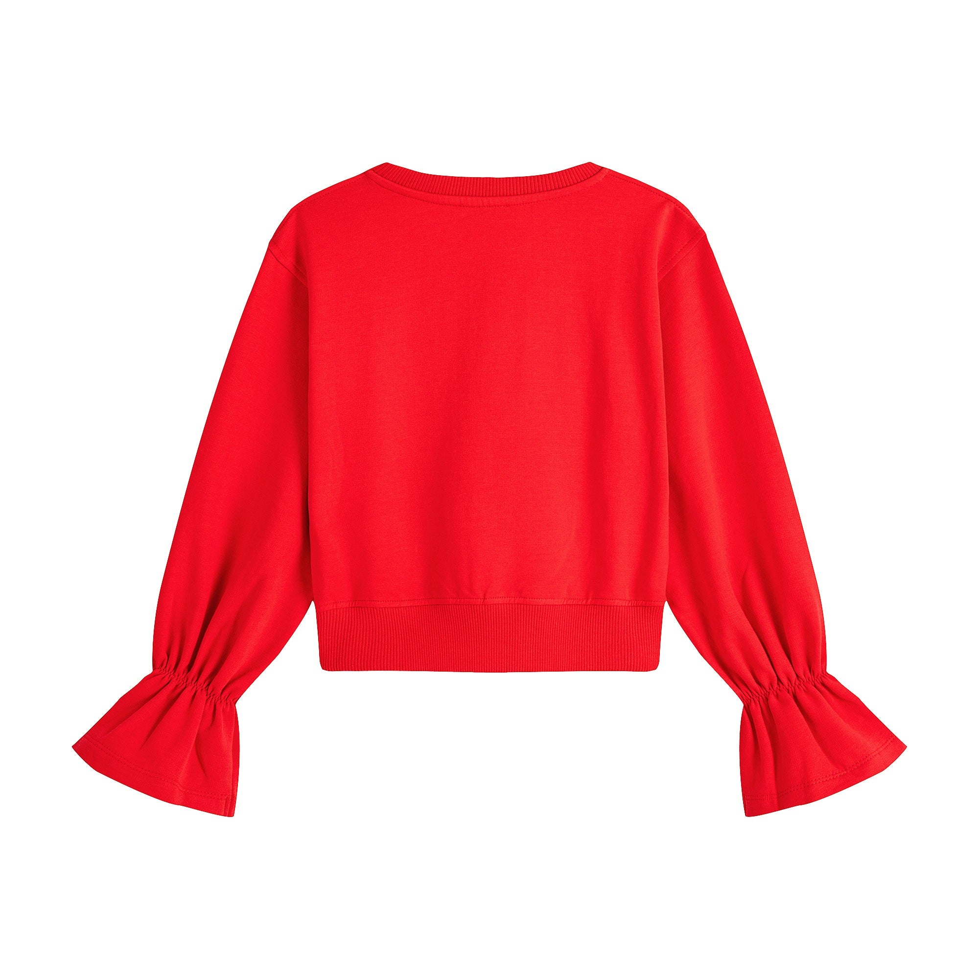 Girls Red Printed Cotton Sweatshirt