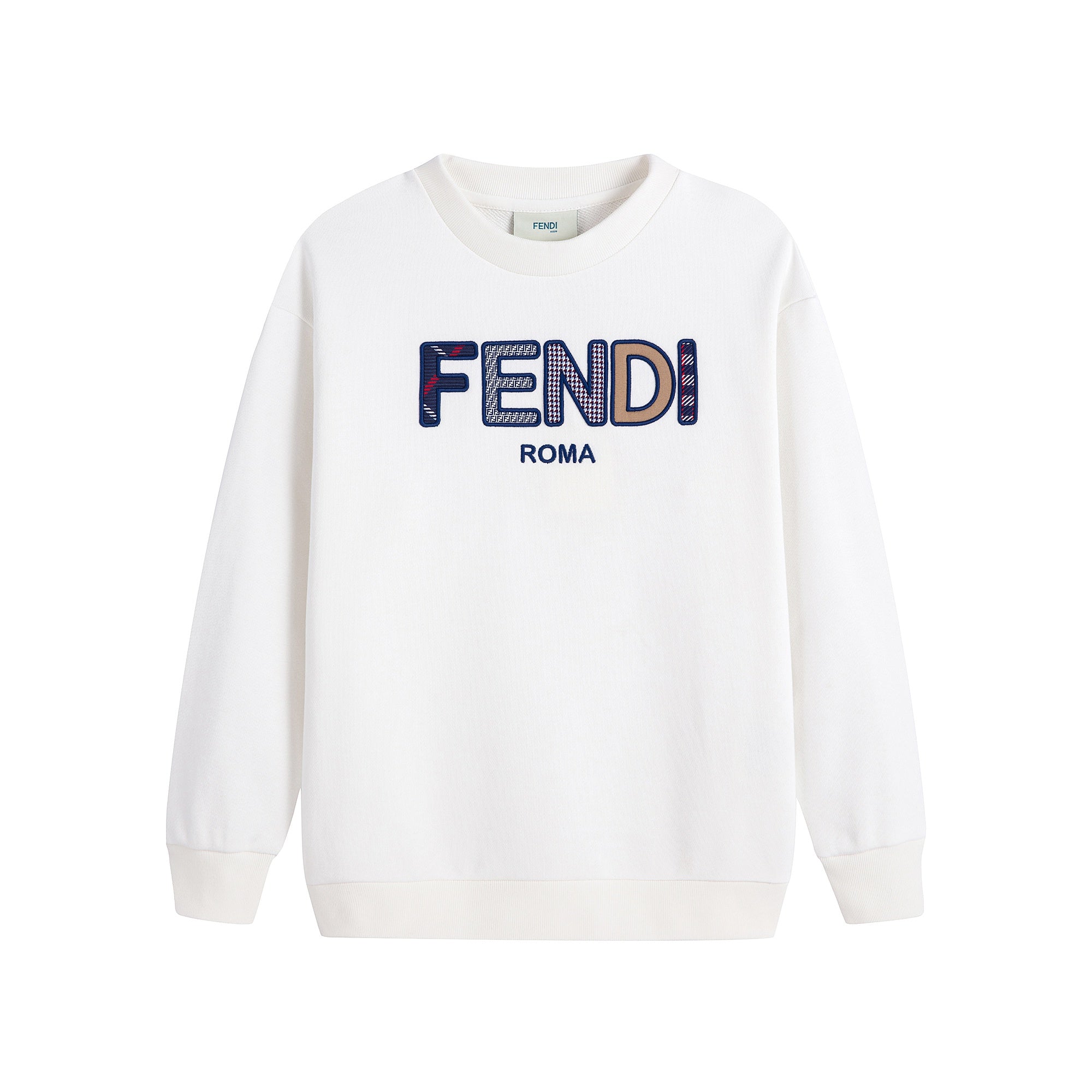 Boys & Girls White Logo Cotton Sweatshirt