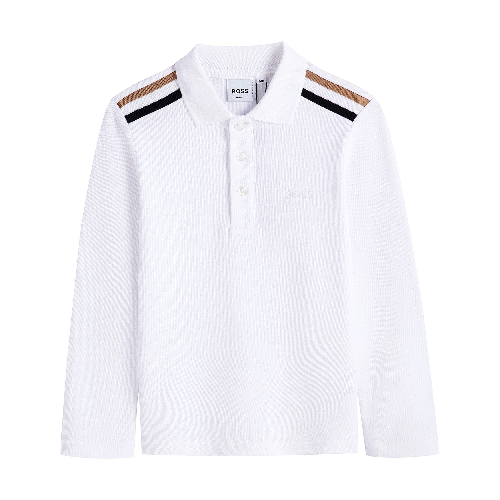Boys White Cotton Polo Shirt
