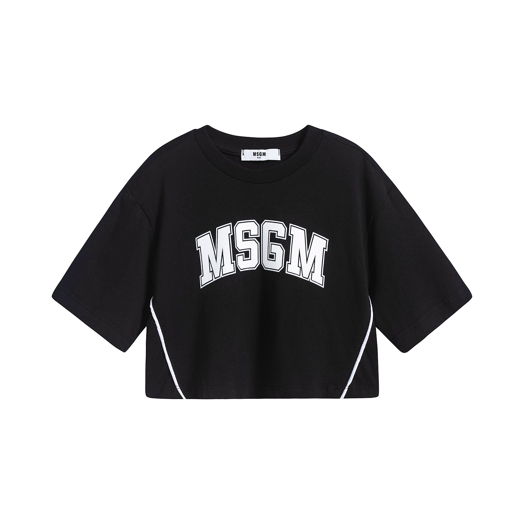 Girls Black Logo Cotton T-Shirt