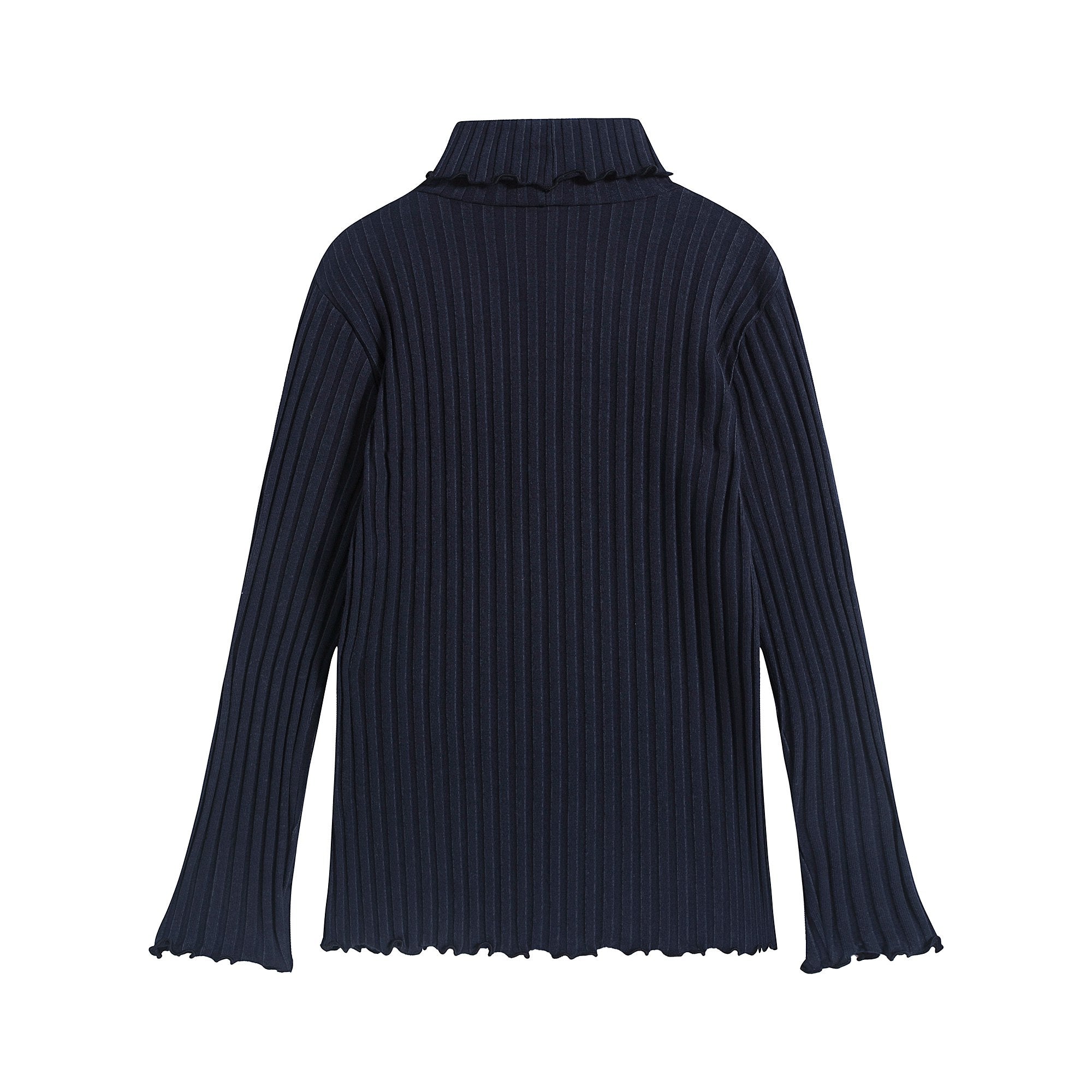 Girls Blue Cotton Turtleneck