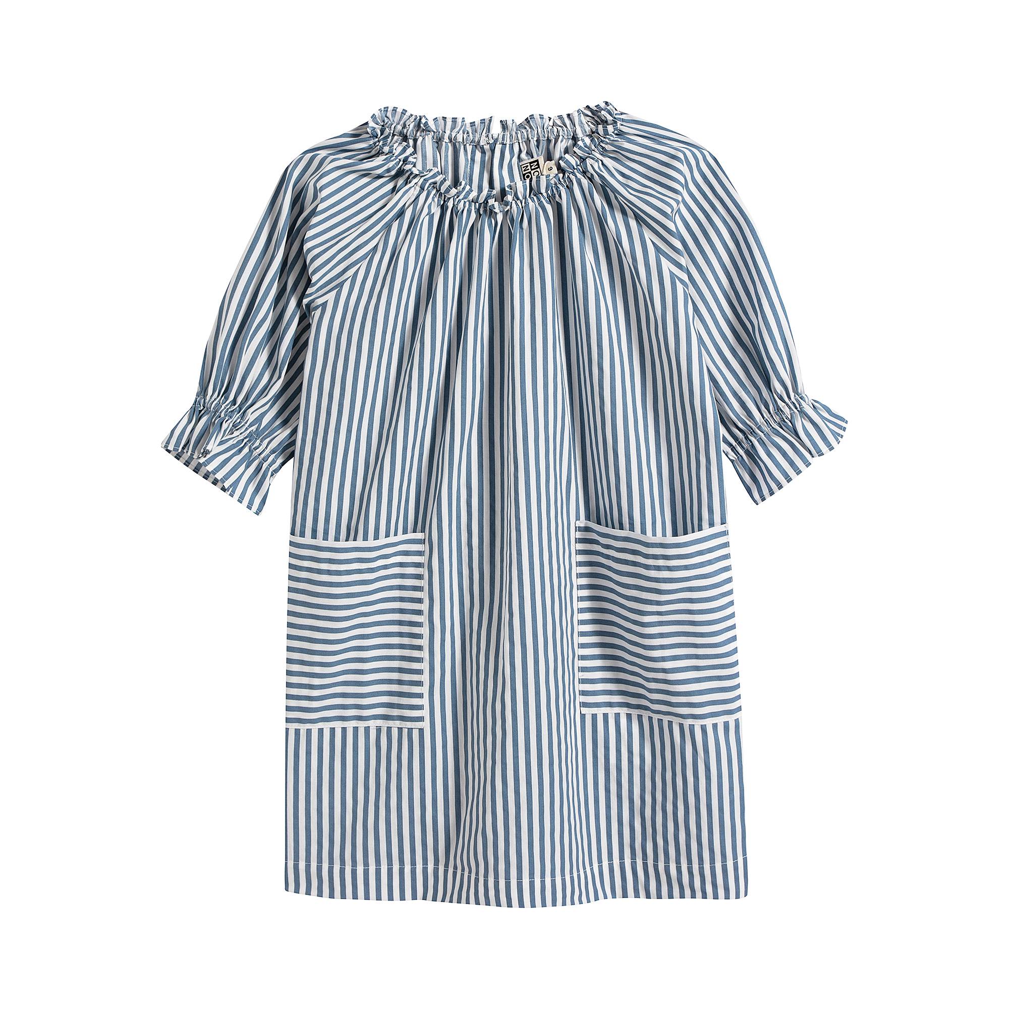 Girls Blue Stripe Cotton Dress