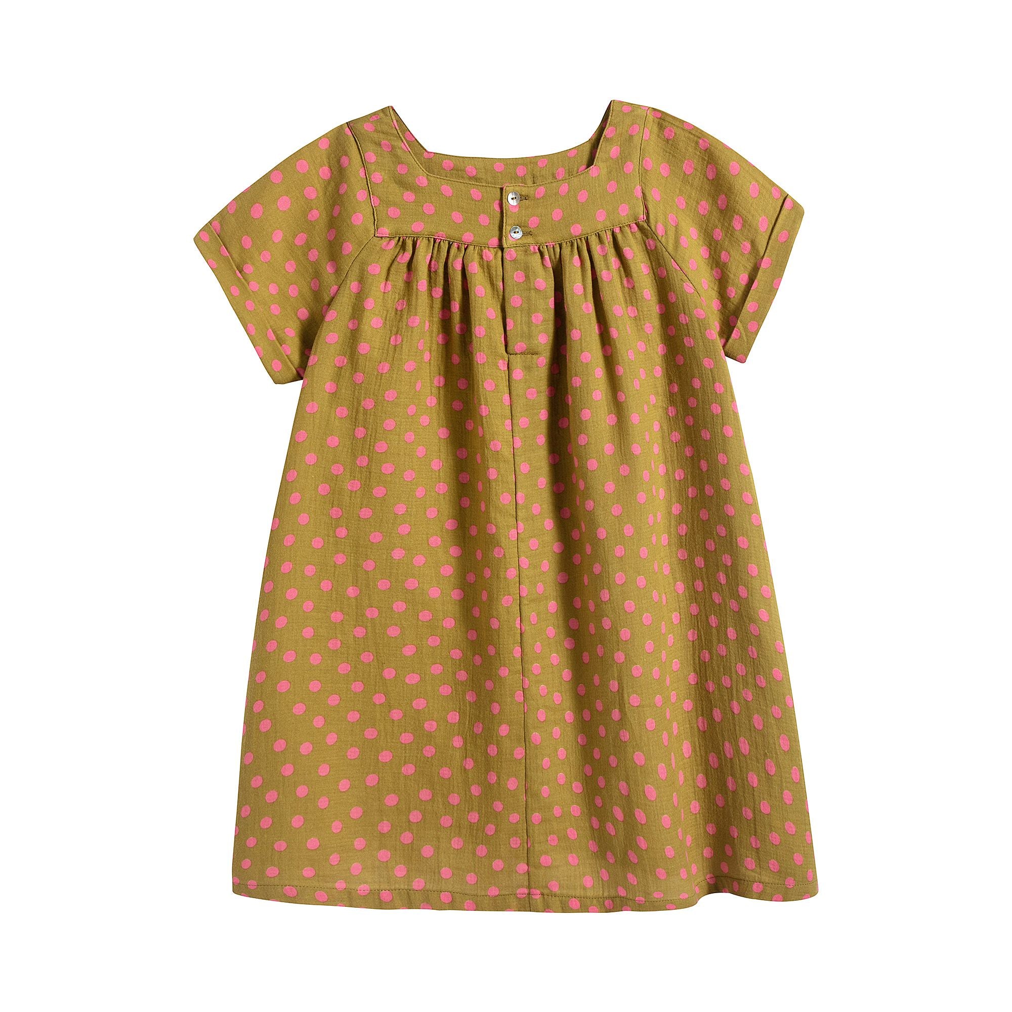 Girls Brown Dots Cotton Dress