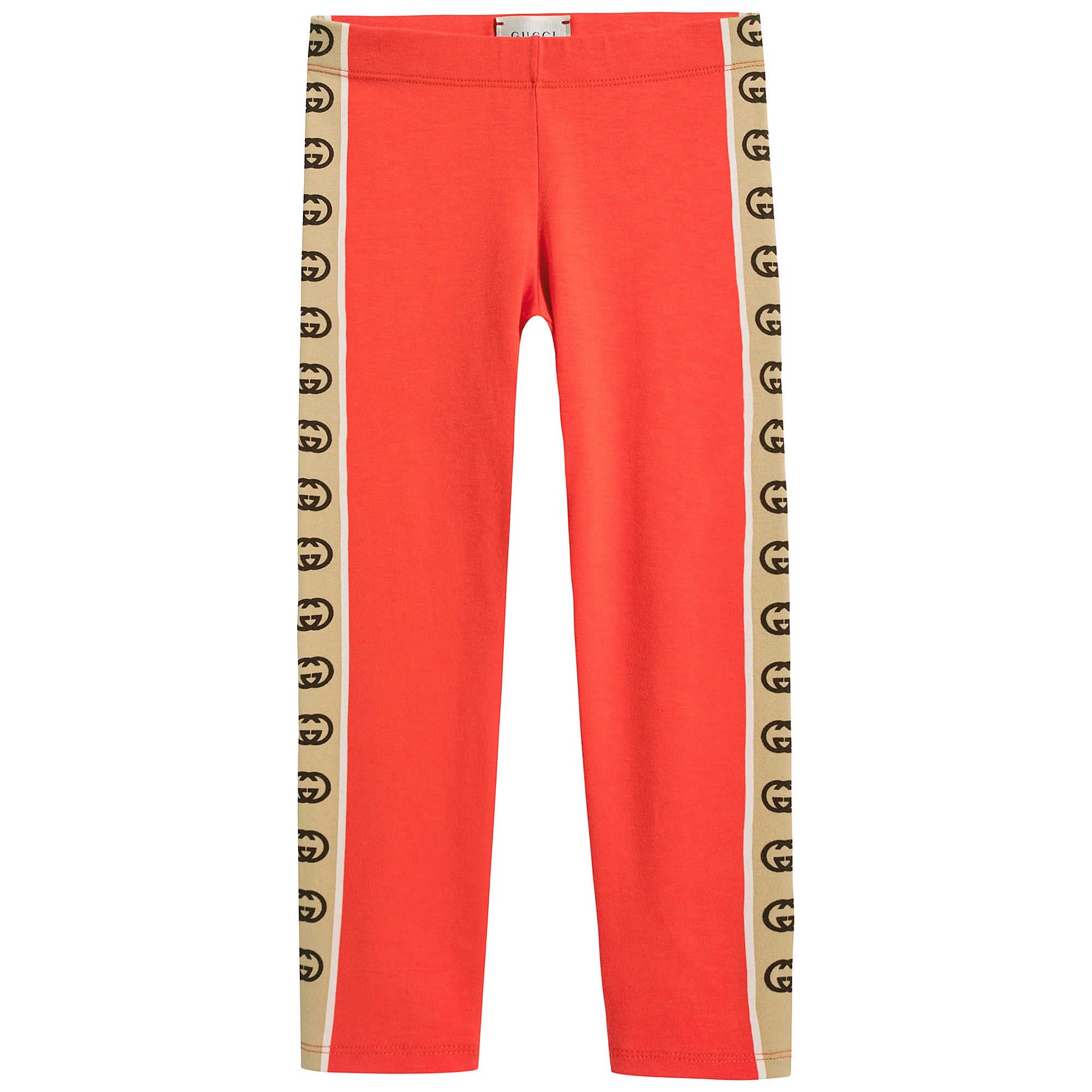 Girls Red GG Cotton Leggings