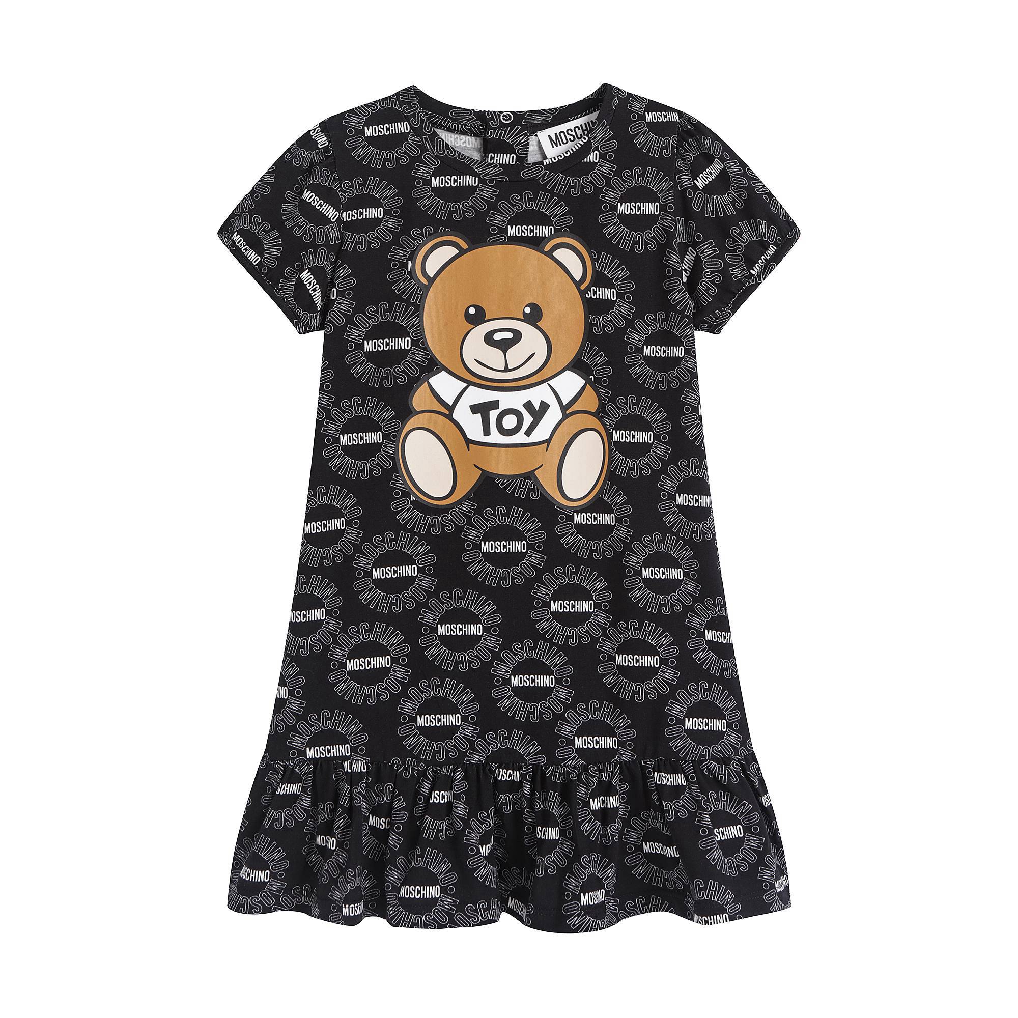 Baby Girls Black Teddy Cotton Dress