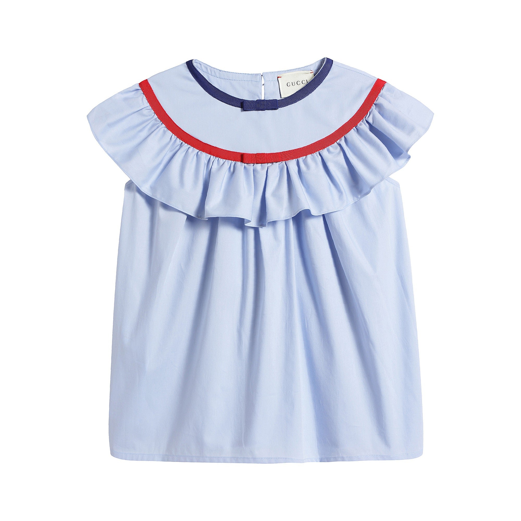 Girls Pale Blue Ruffle Blouse