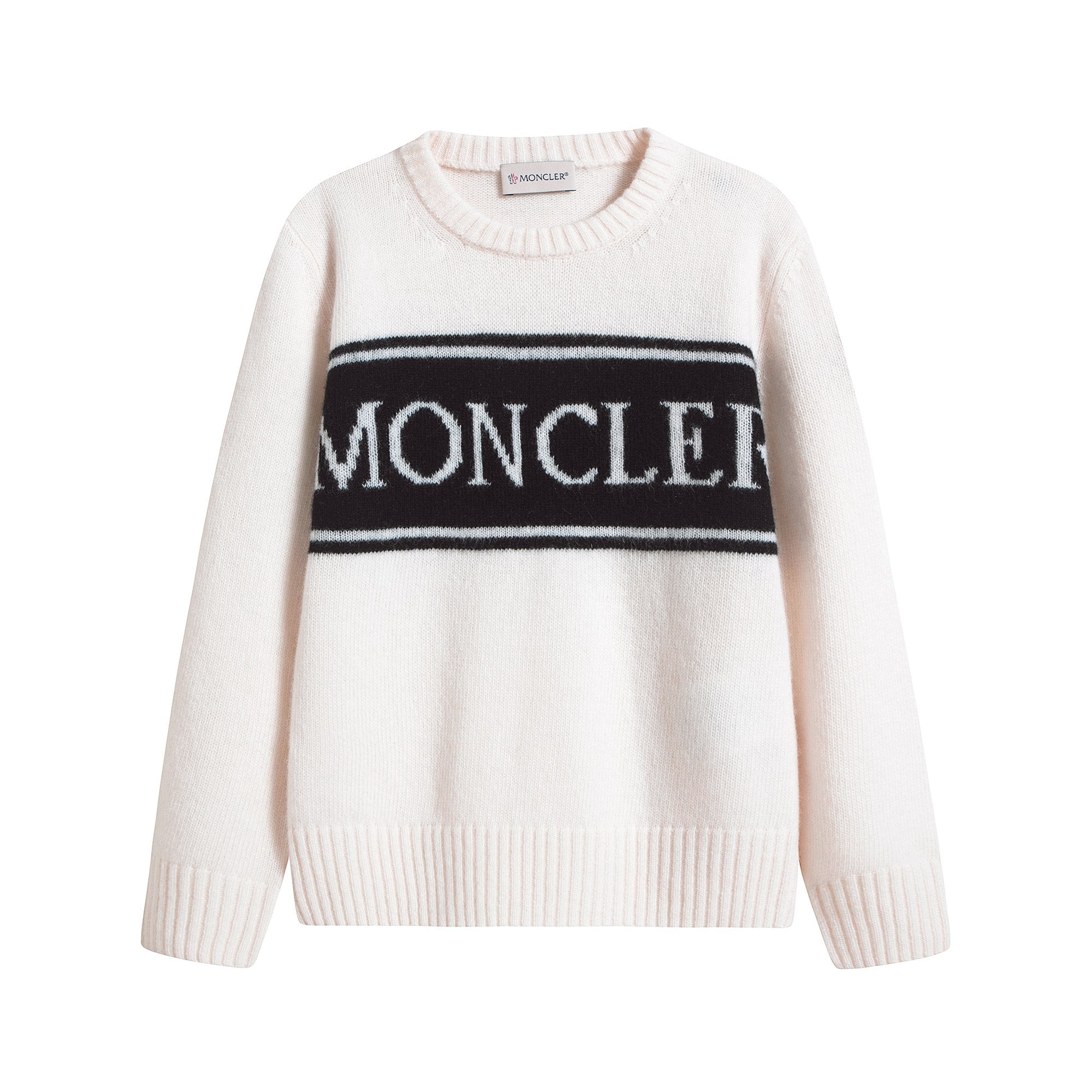 Girls White Logo Wool Sweater