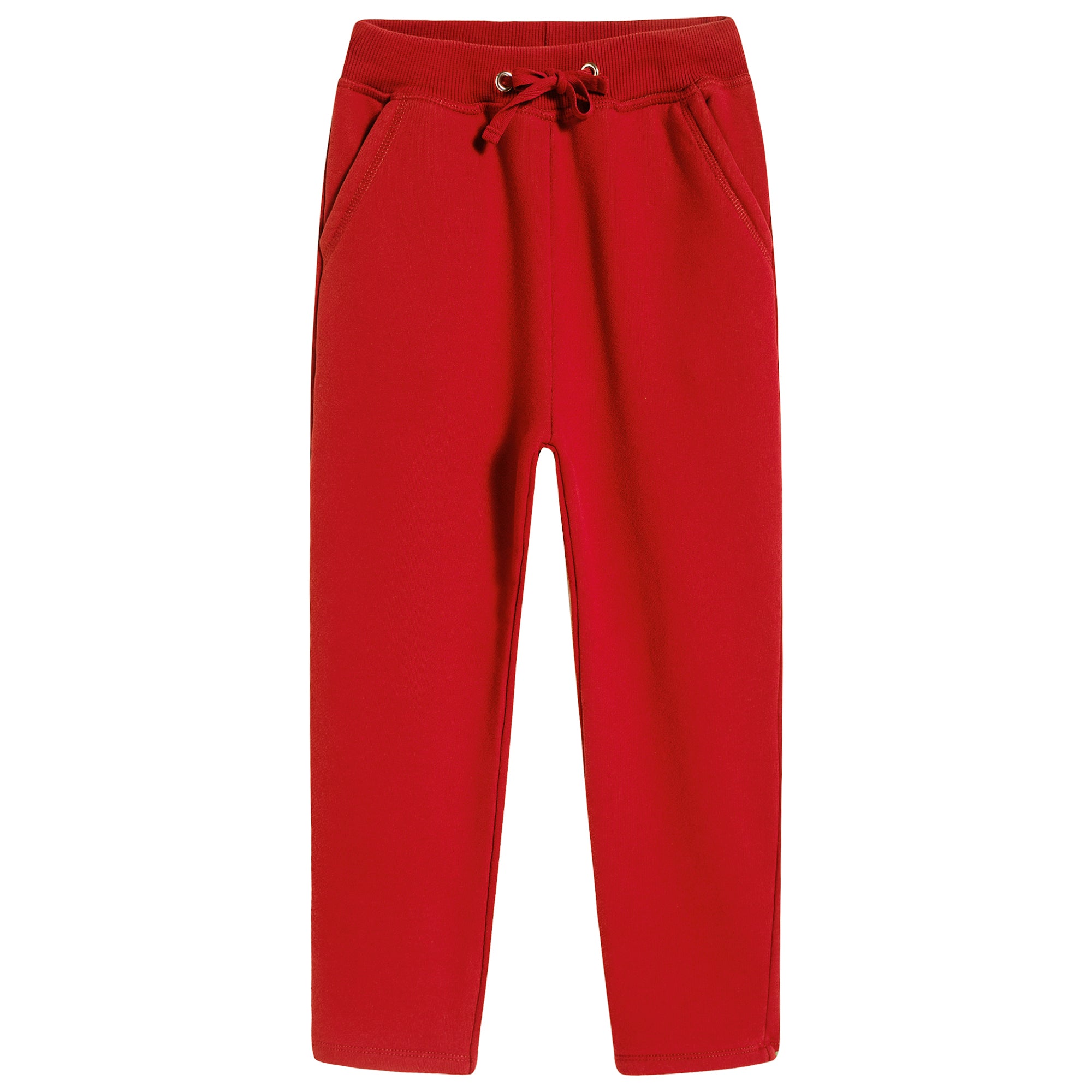 Girls Red Cotton Joggers