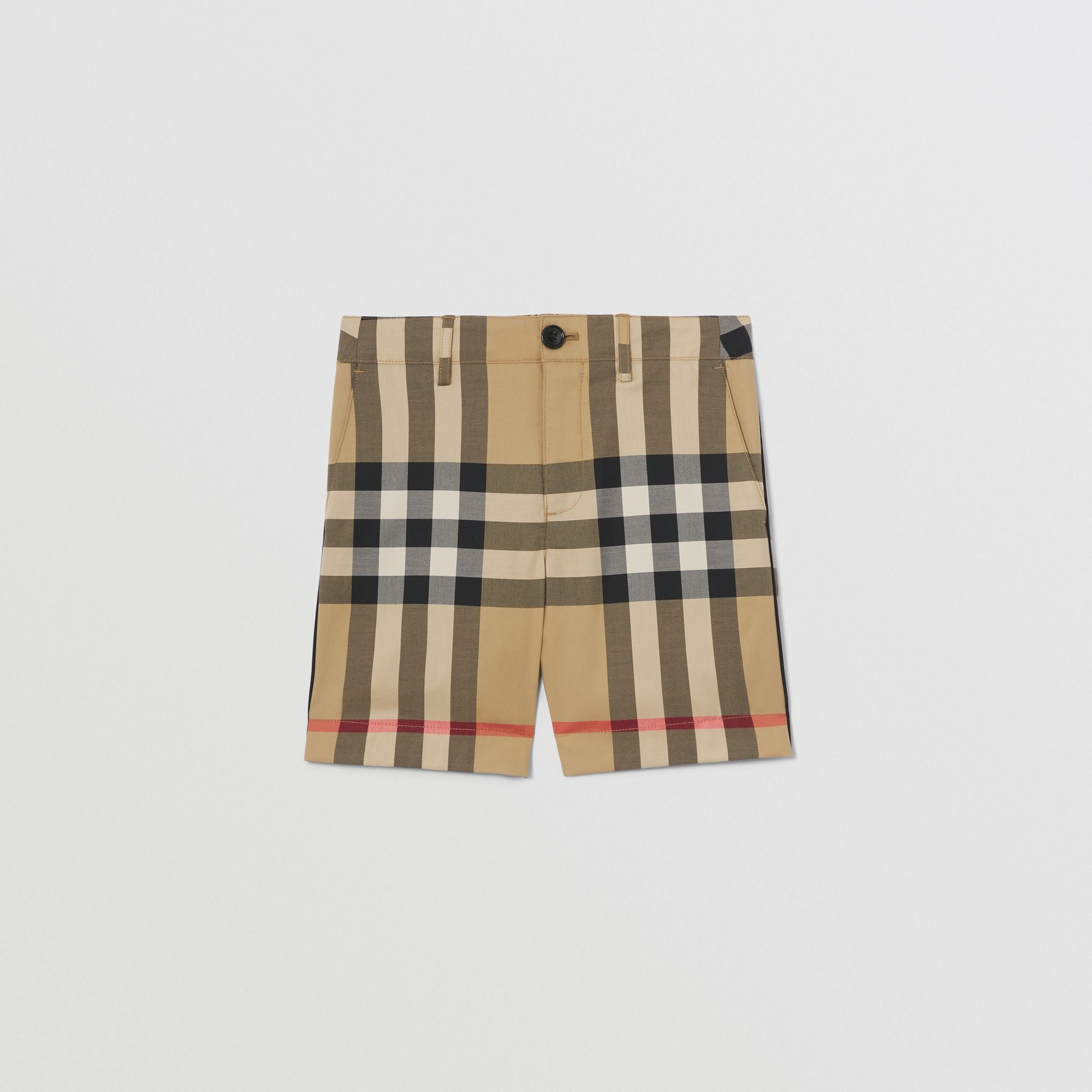 Boys Beige Check Cotton Shorts