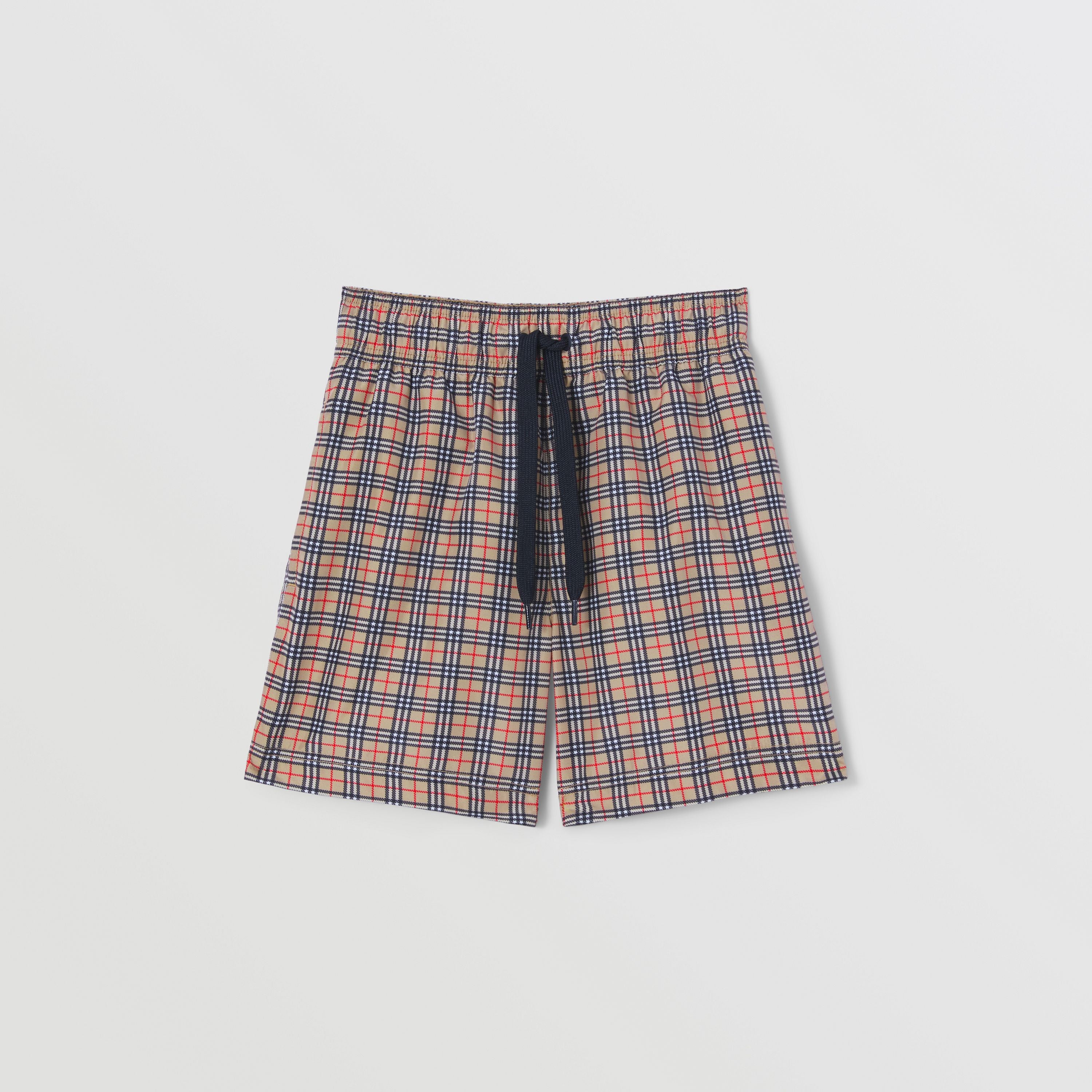 Boys Beige Check Swim Shorts