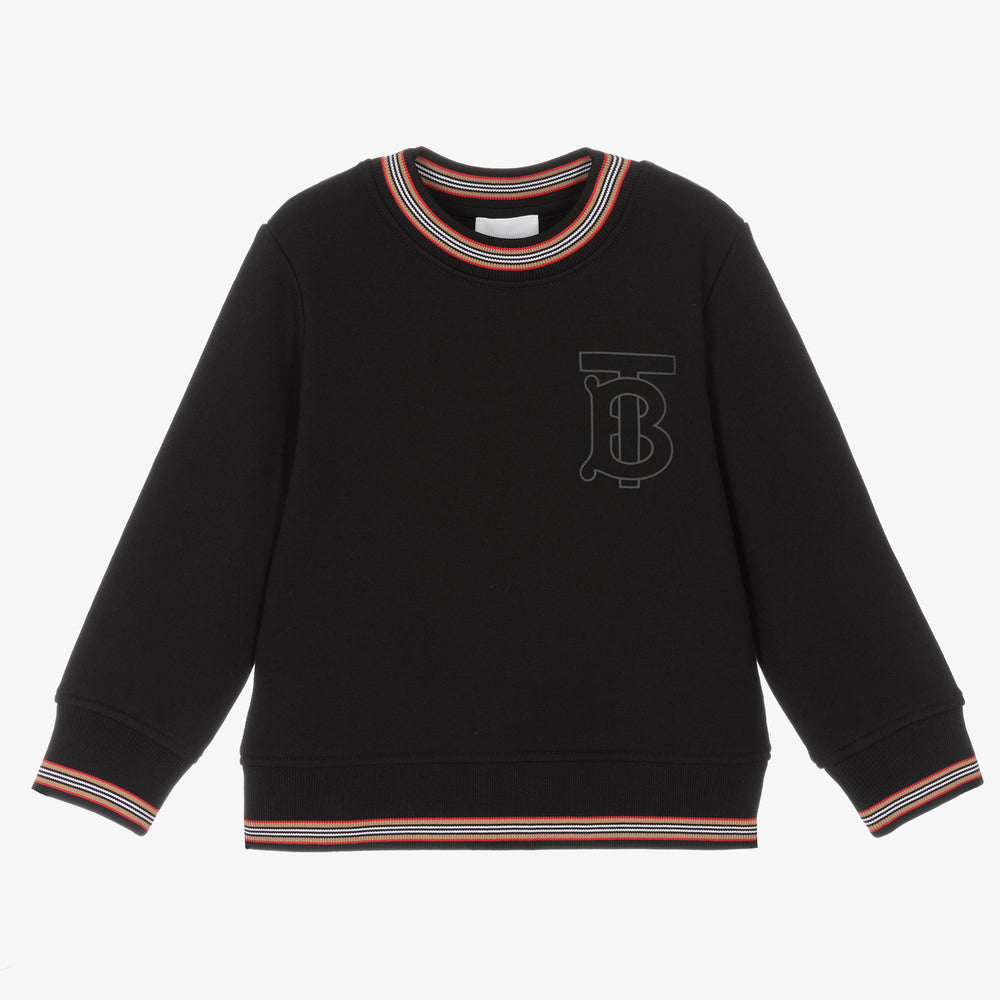 Boys & Girls Black Logo Cotton Sweatshirt