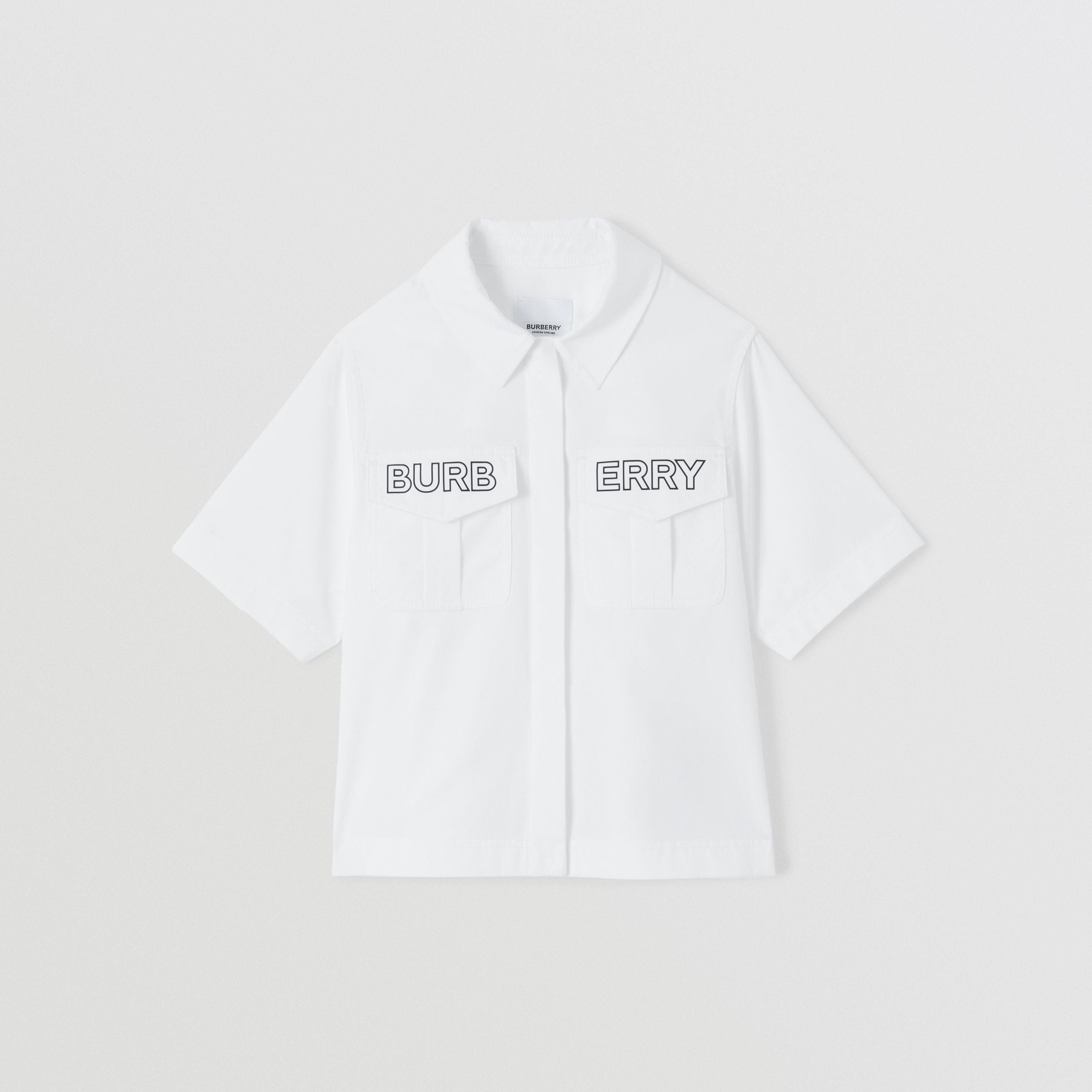 Girls White Logo Cotton Shirt