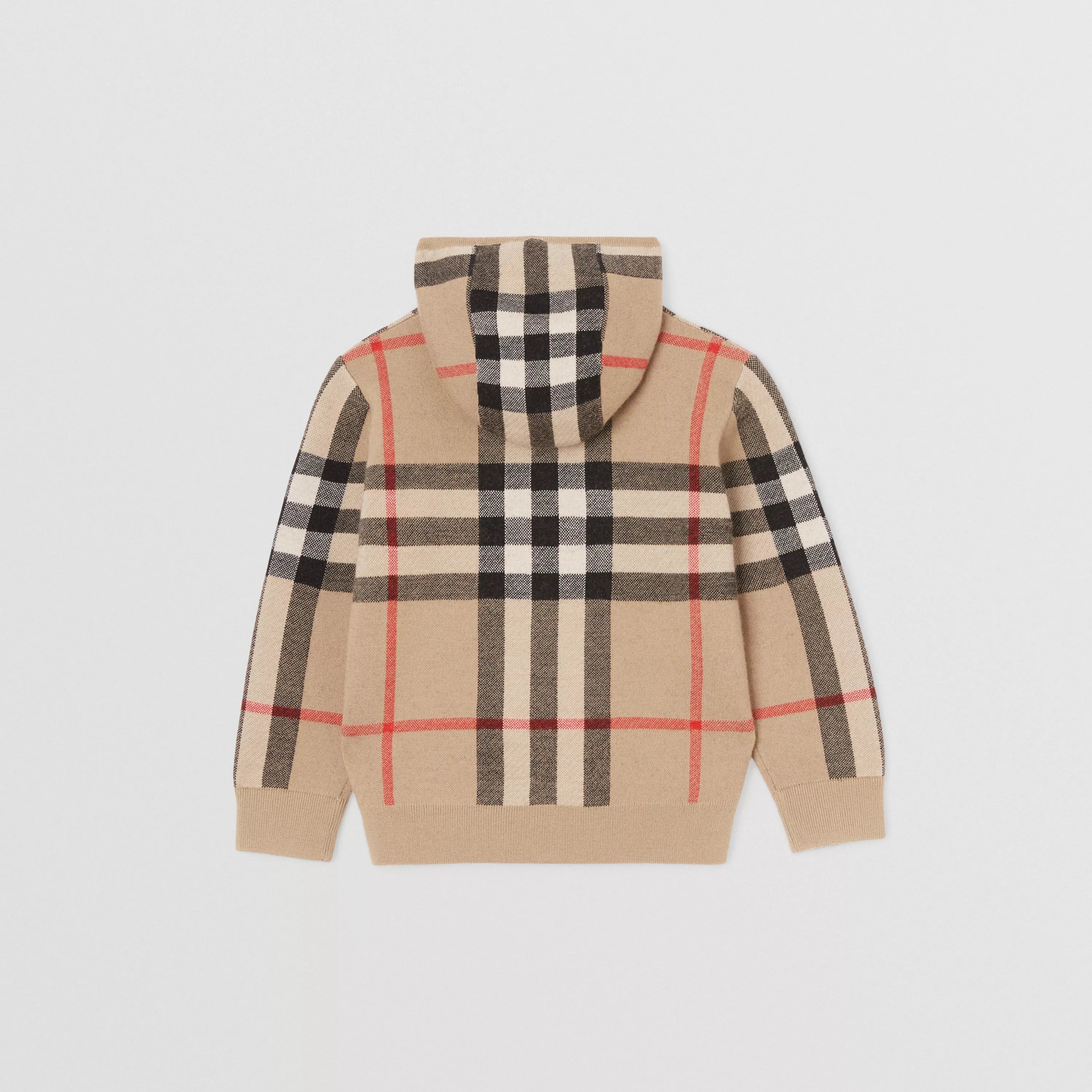 Boys & Girls Beige Check Wool Knit Zip-Up Top