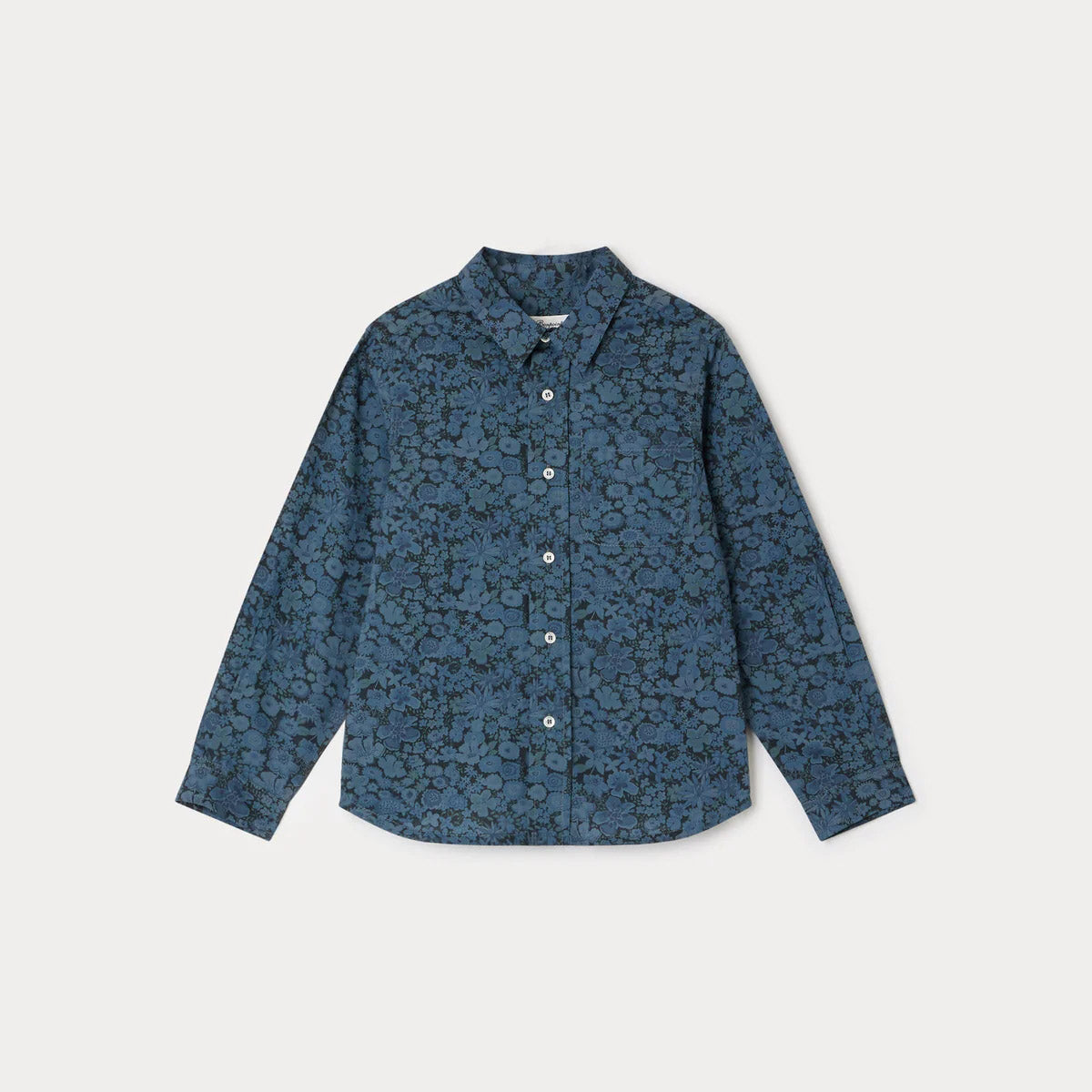 Boys Navy Printed Cotton Shirt