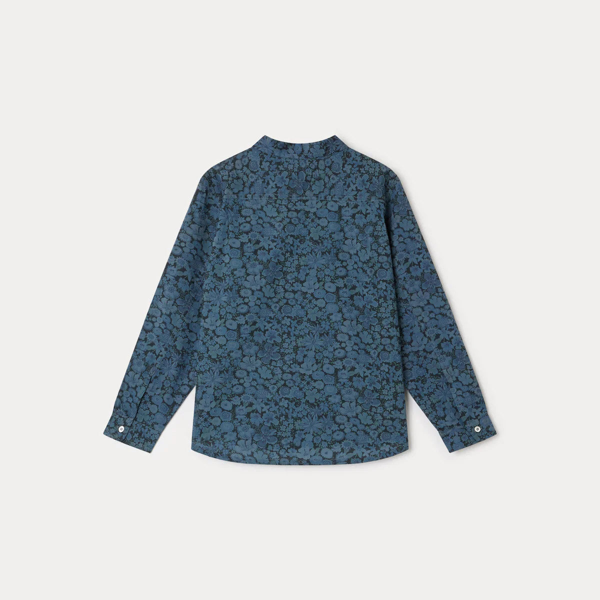 Boys Navy Printed Cotton Shirt