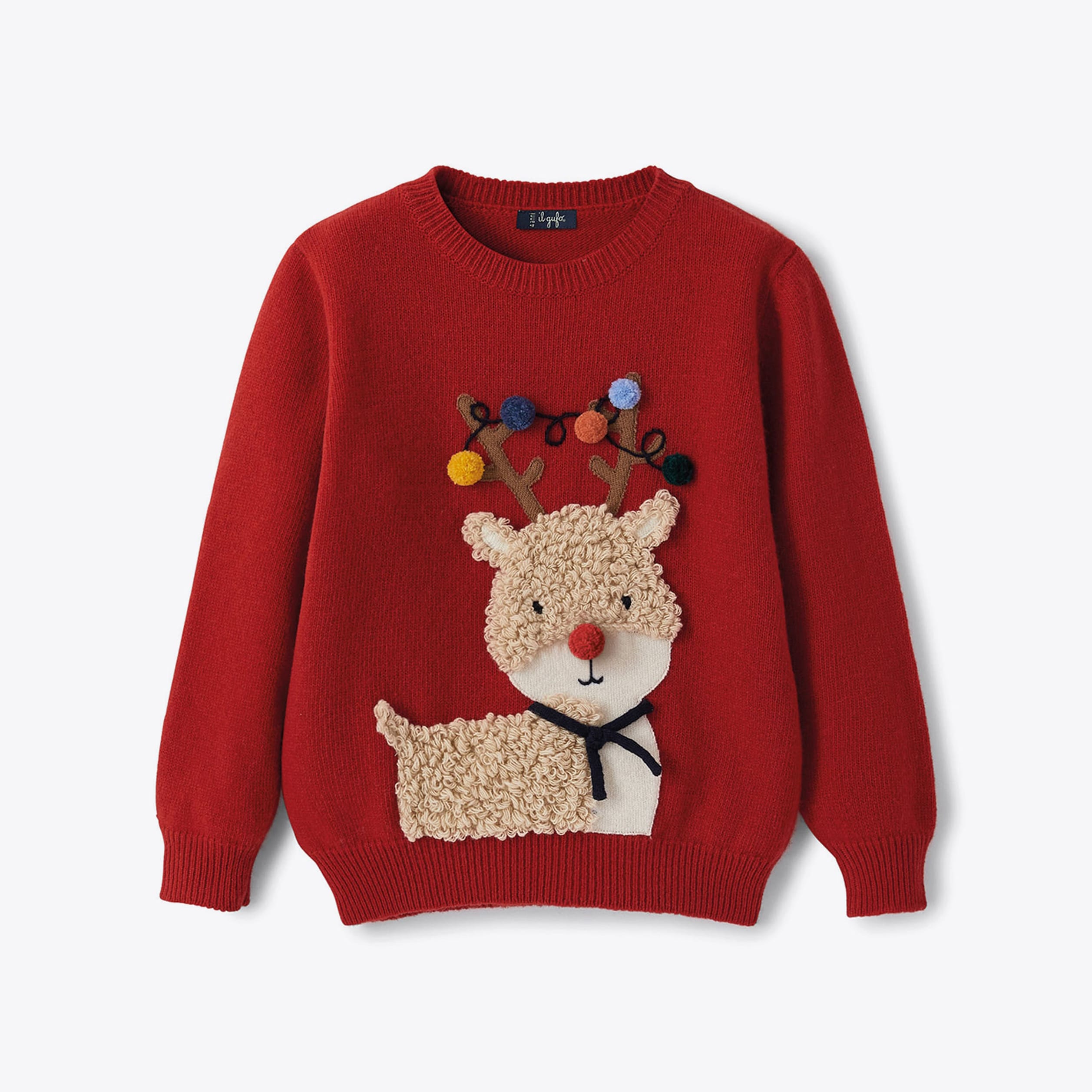 Boys & Girls Red Reindeer Wool Sweater