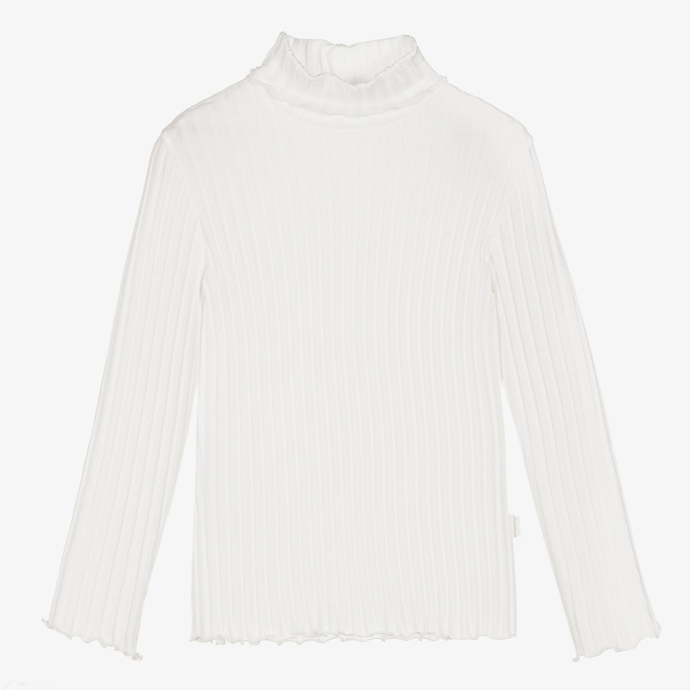 Girls White Cotton Sweater