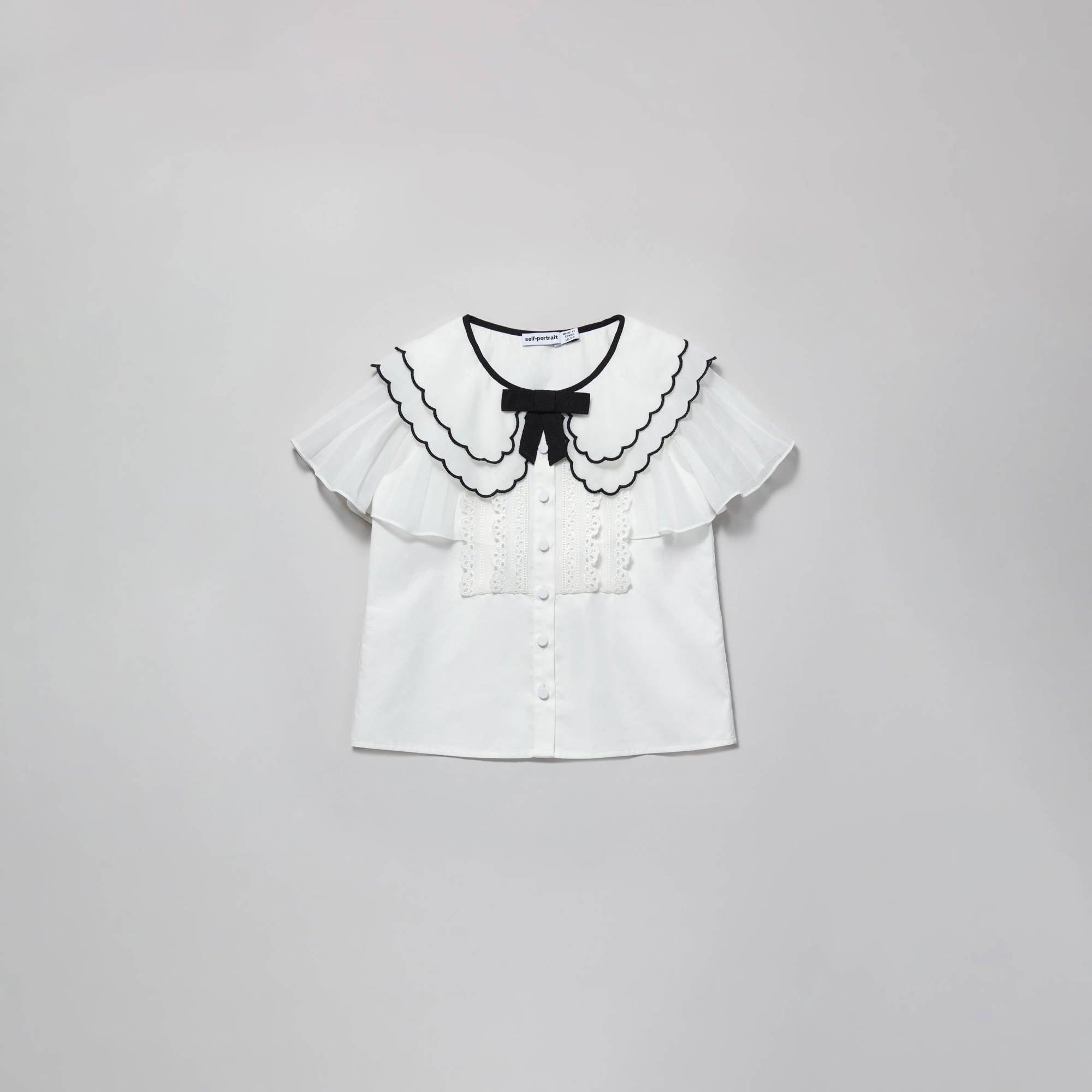 Girls White Scallop Collar Top