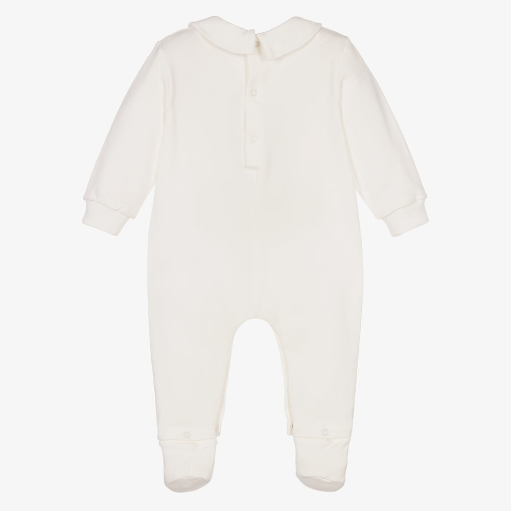 Baby Boys & Girls White Logo Cotton Babysuit