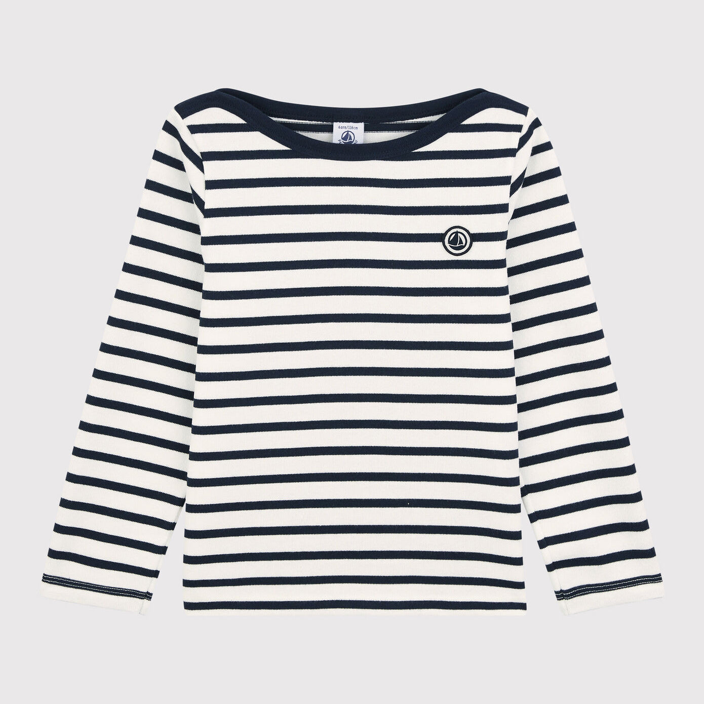 Boys Navy Stripes Cotton T-Shirt