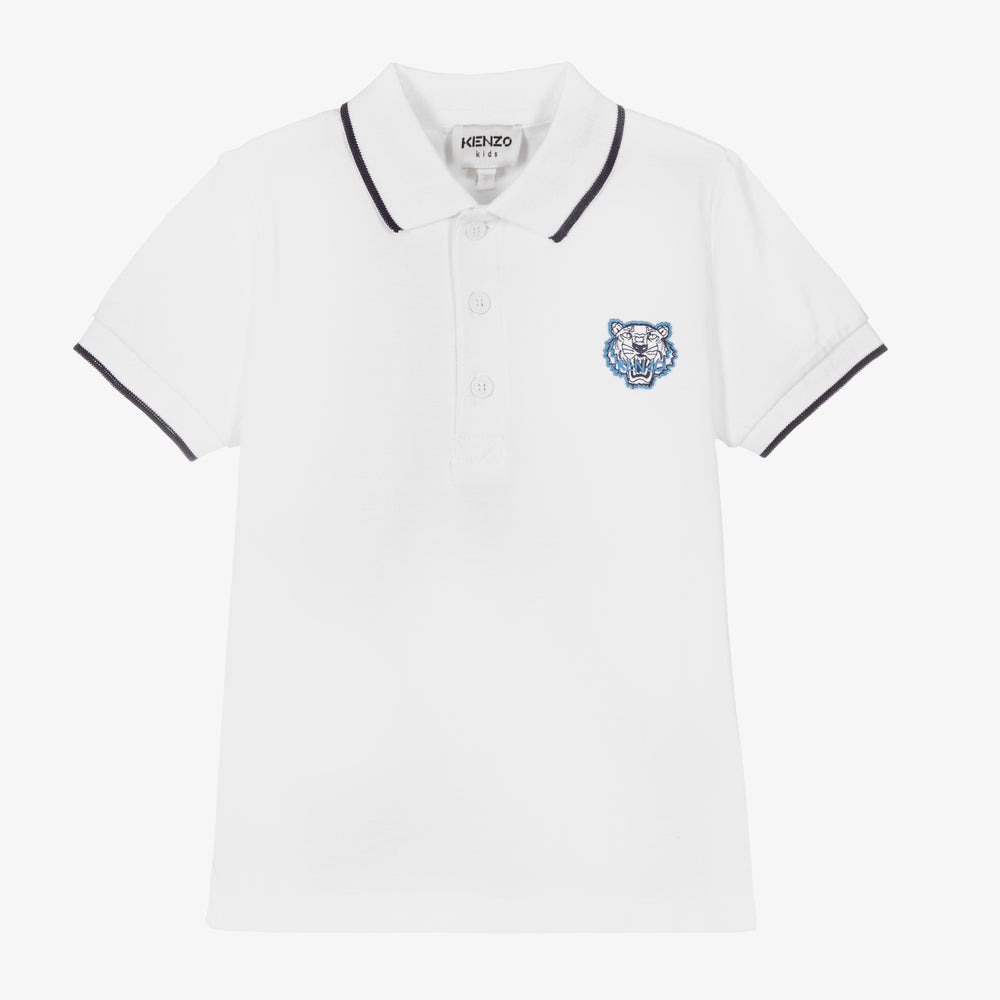 Boys White Tiger Polo Shirt