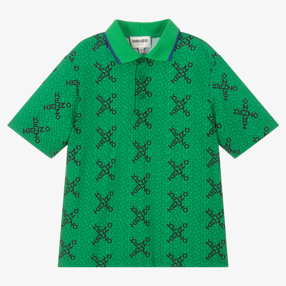 Boys Green Cotton Polo Shirt