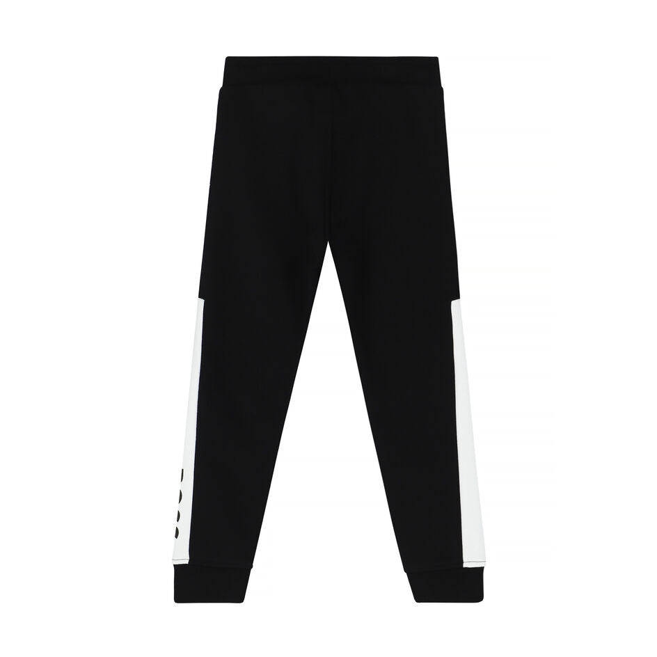 Boys Black Logo Cotton Trousers