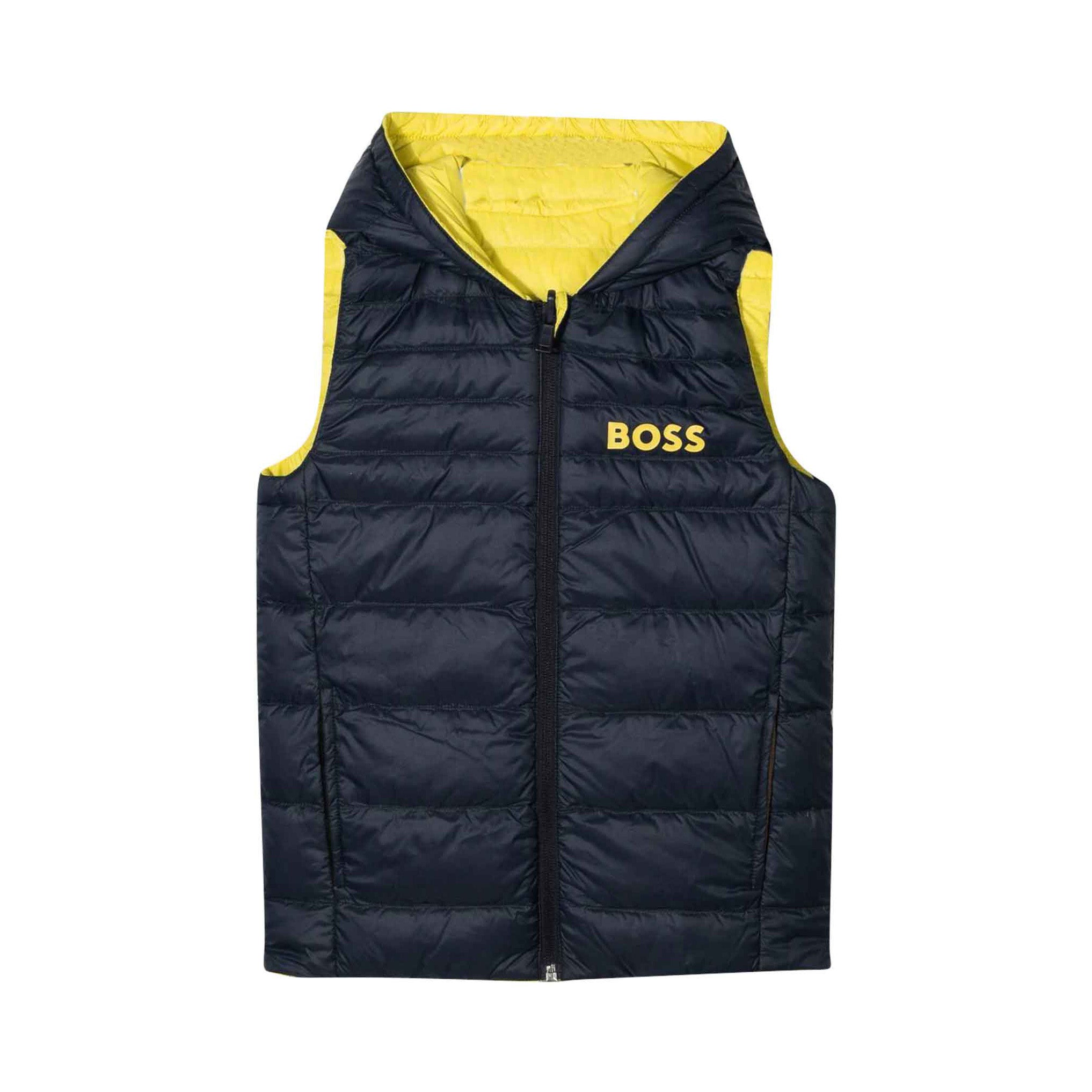 Boys Yellow Reversible Padded Down Gilet