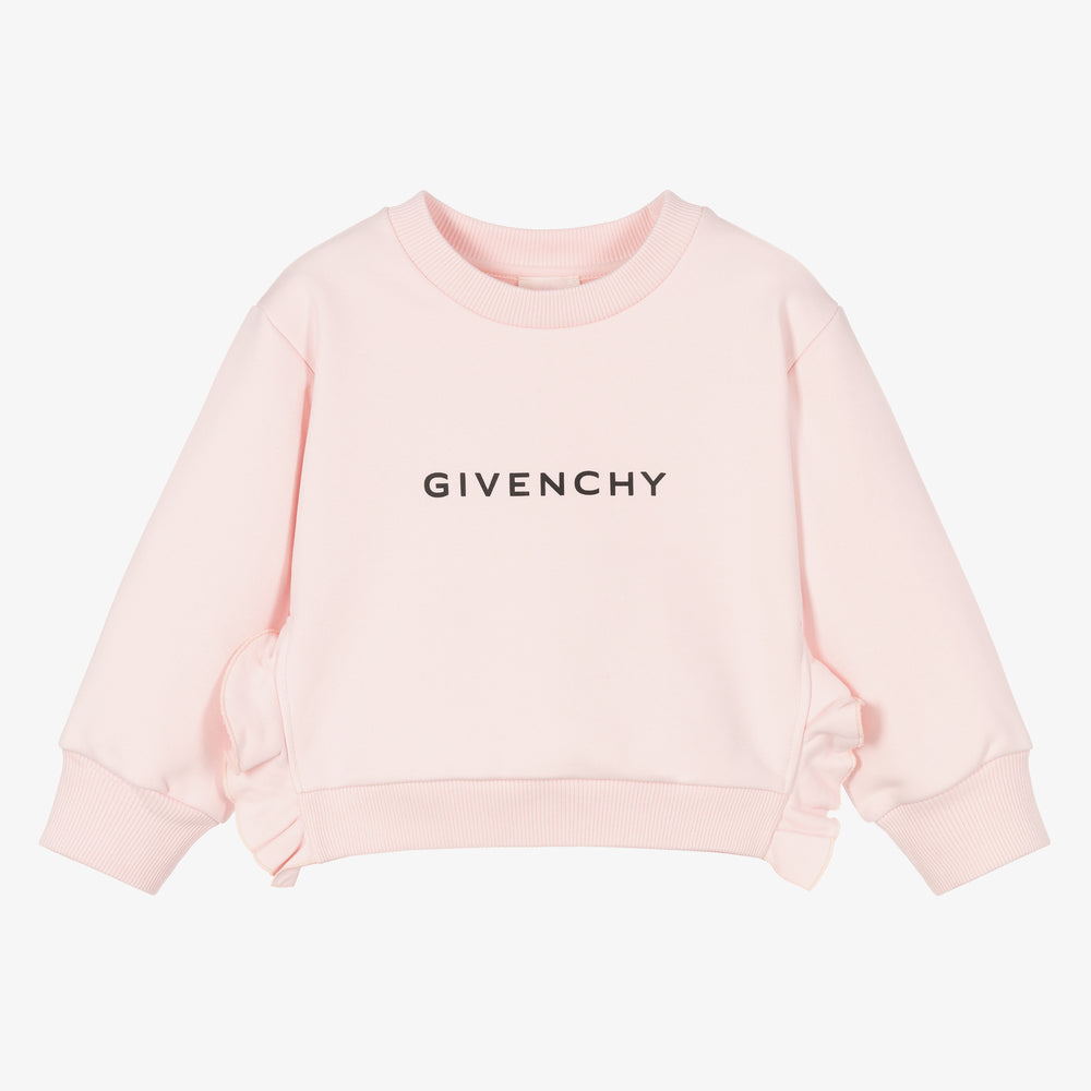 Girls Pink Logo Cotton Sweatshirt